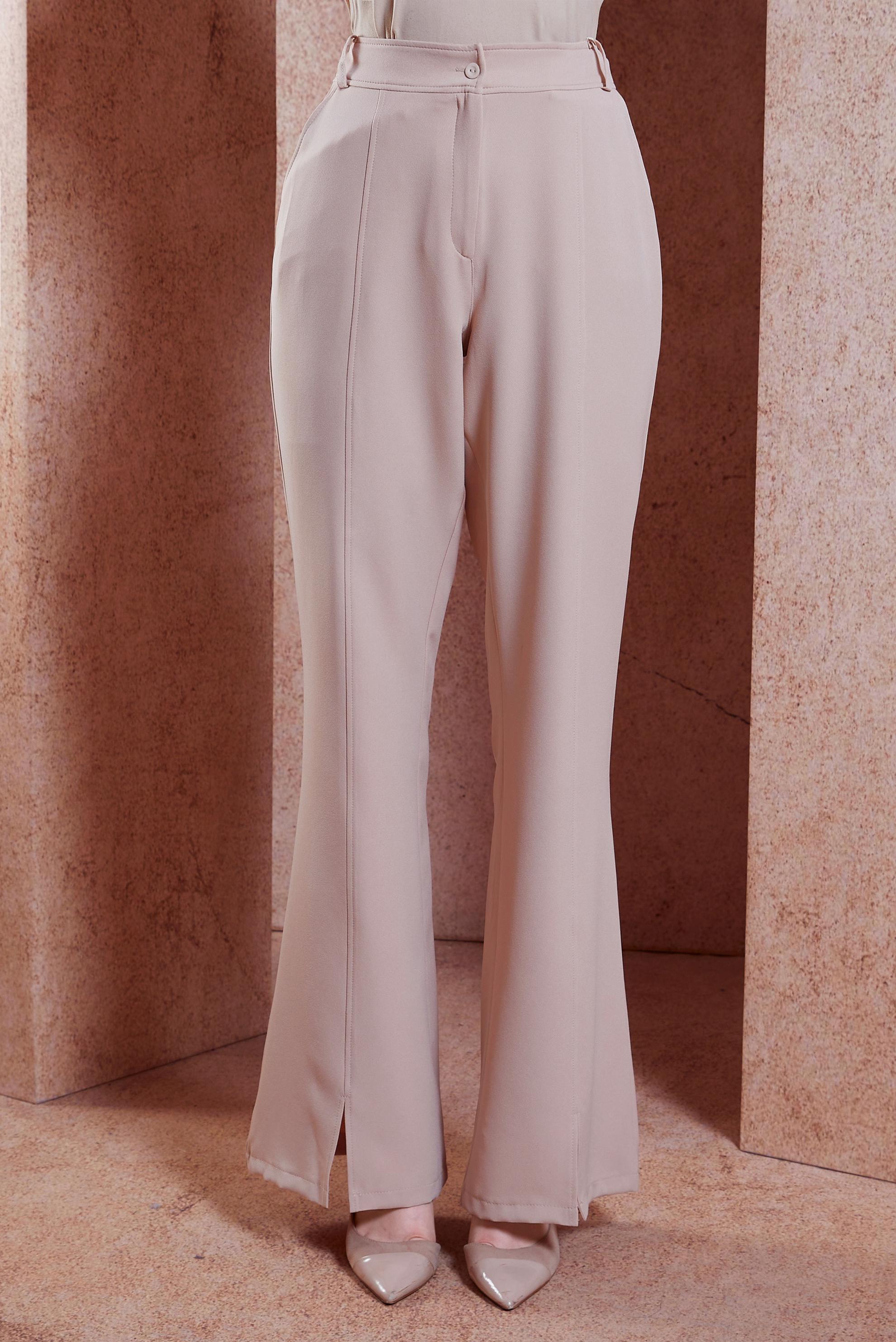 Tesettür giyim BEJ YIRTMAÇ DETAYLI PANTOLON 70706