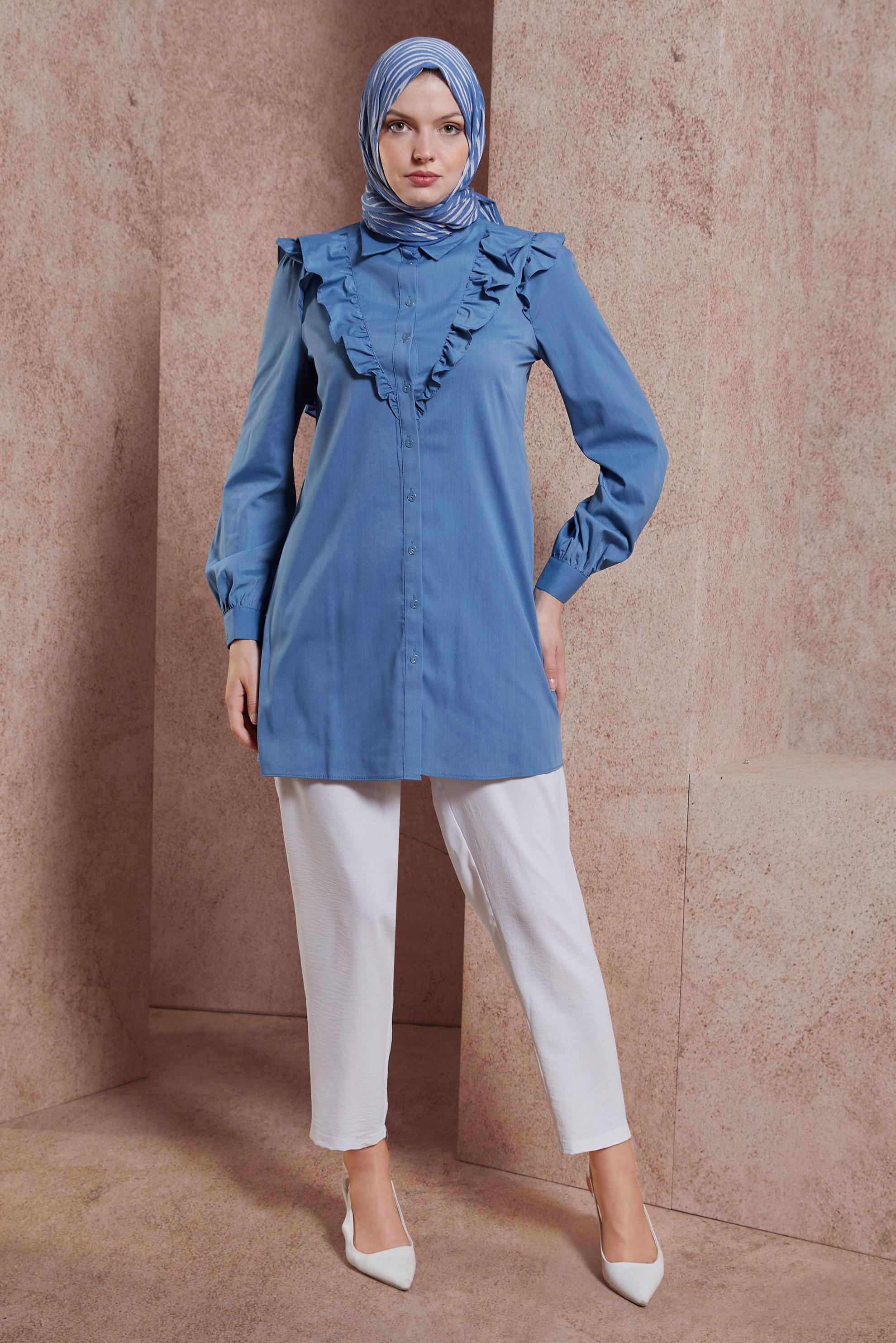 Tesettür giyim BEYAZ HAVUÇ KESİM PANTOLON 70707