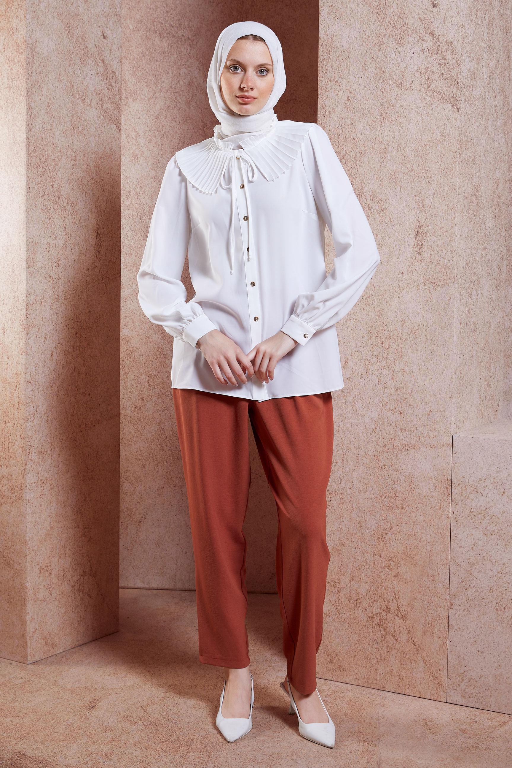 Tesettür giyim TURUNCU HAVUÇ KESİM PANTOLON 70707