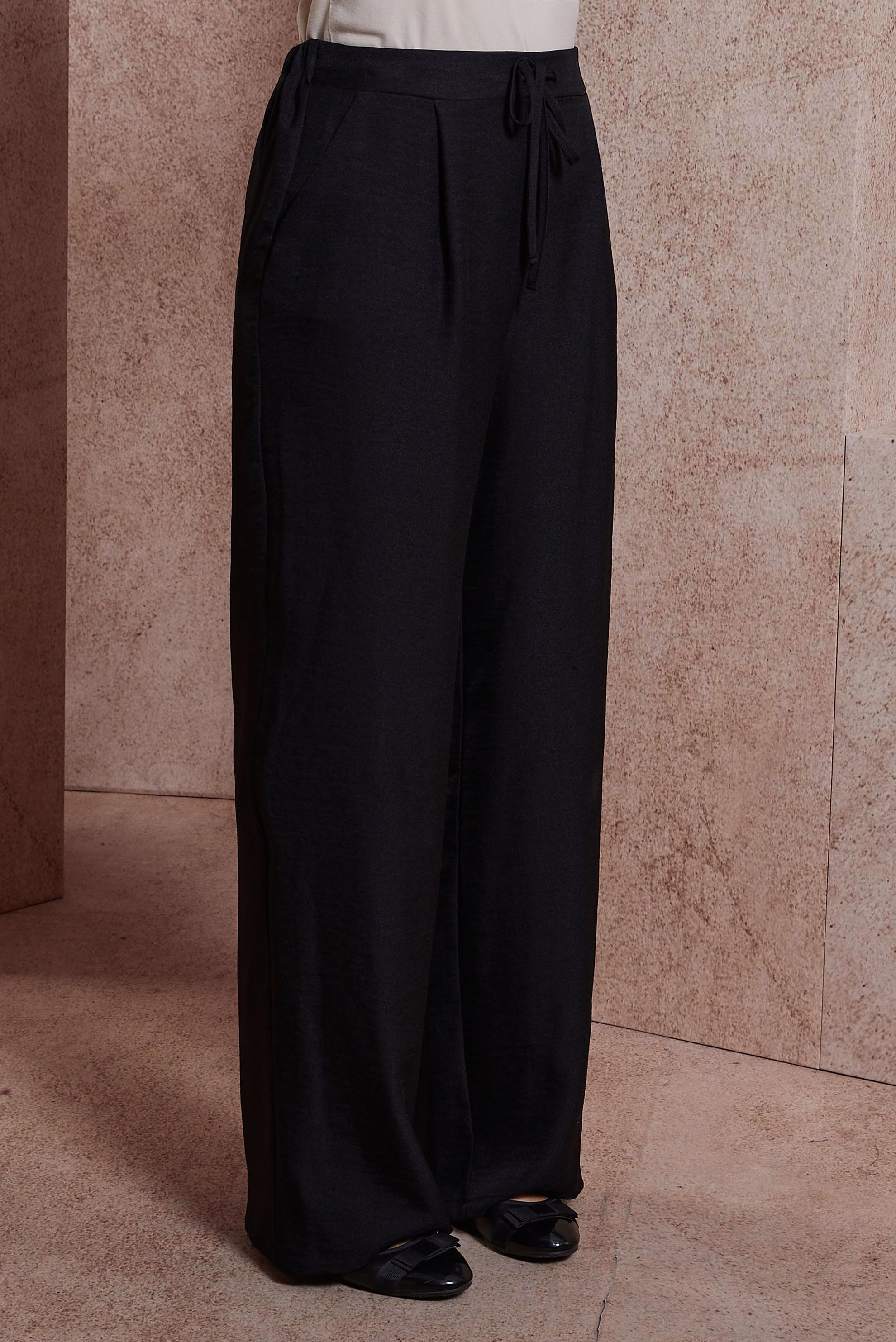 Tesettür giyim SİYAH GENİŞ PAÇA PANTOLON 70708