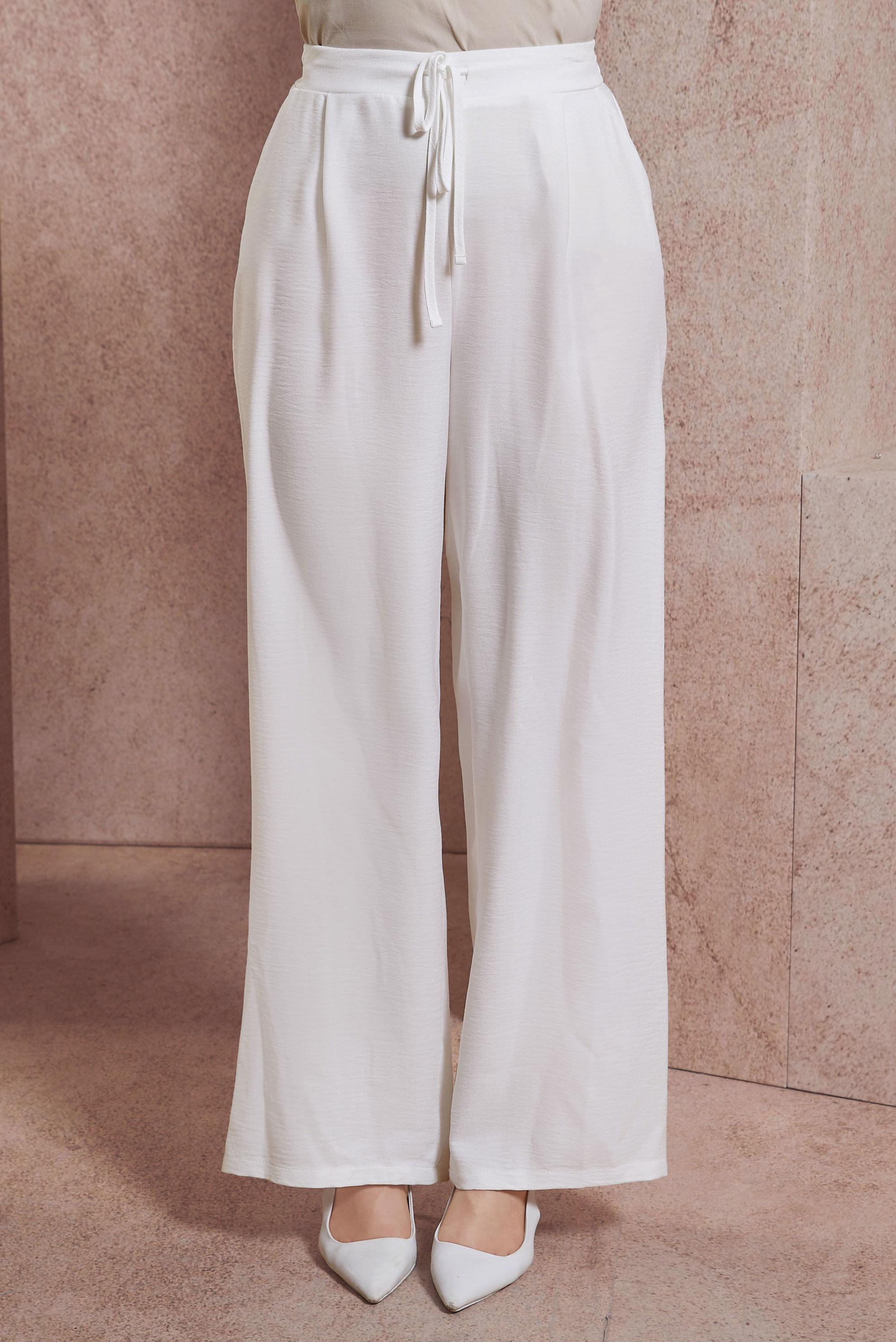 Tesettür giyim BEYAZ GENİŞ PAÇA PANTOLON 70708