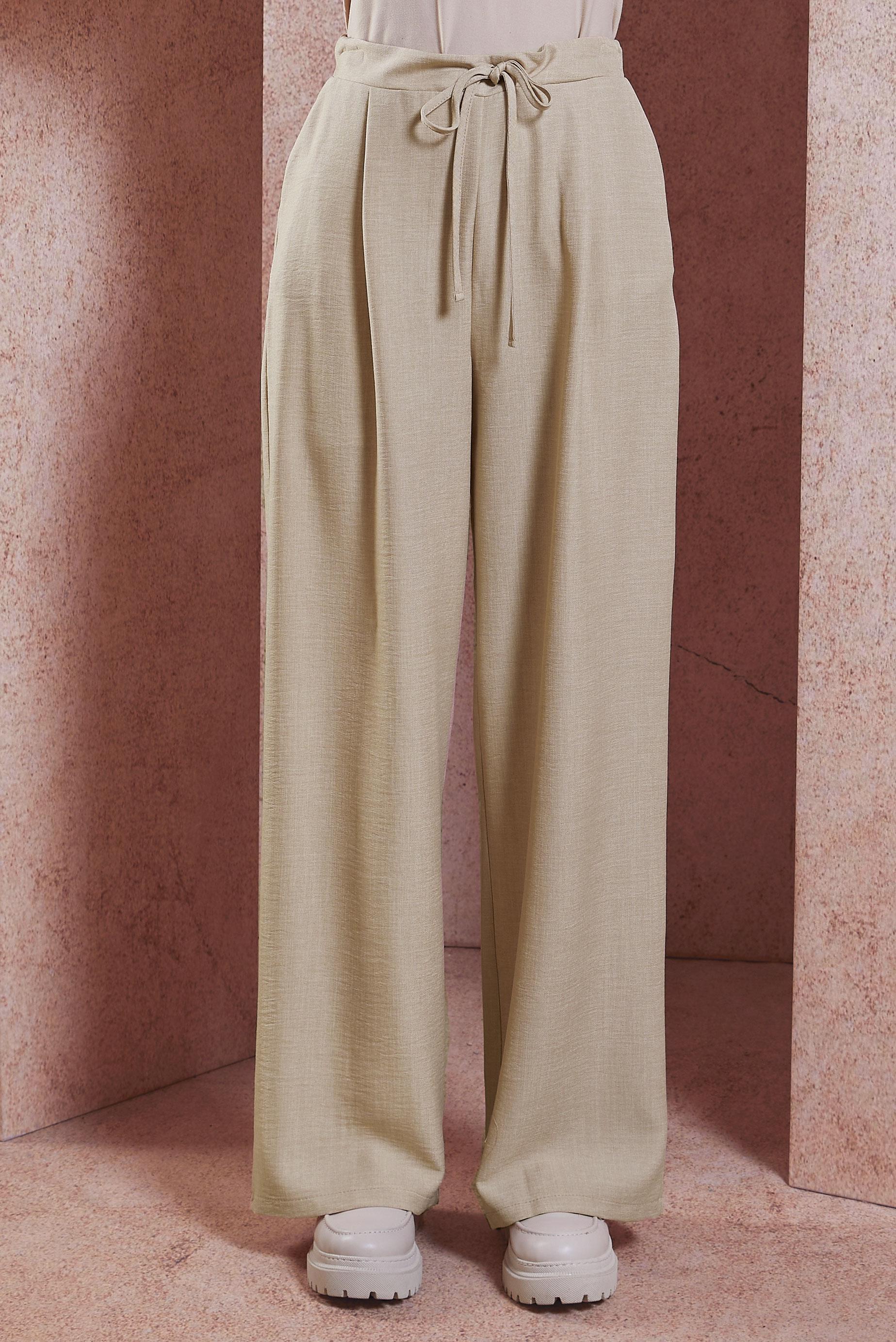 Tesettür giyim BEJ GENİŞ PAÇA PANTOLON 70708