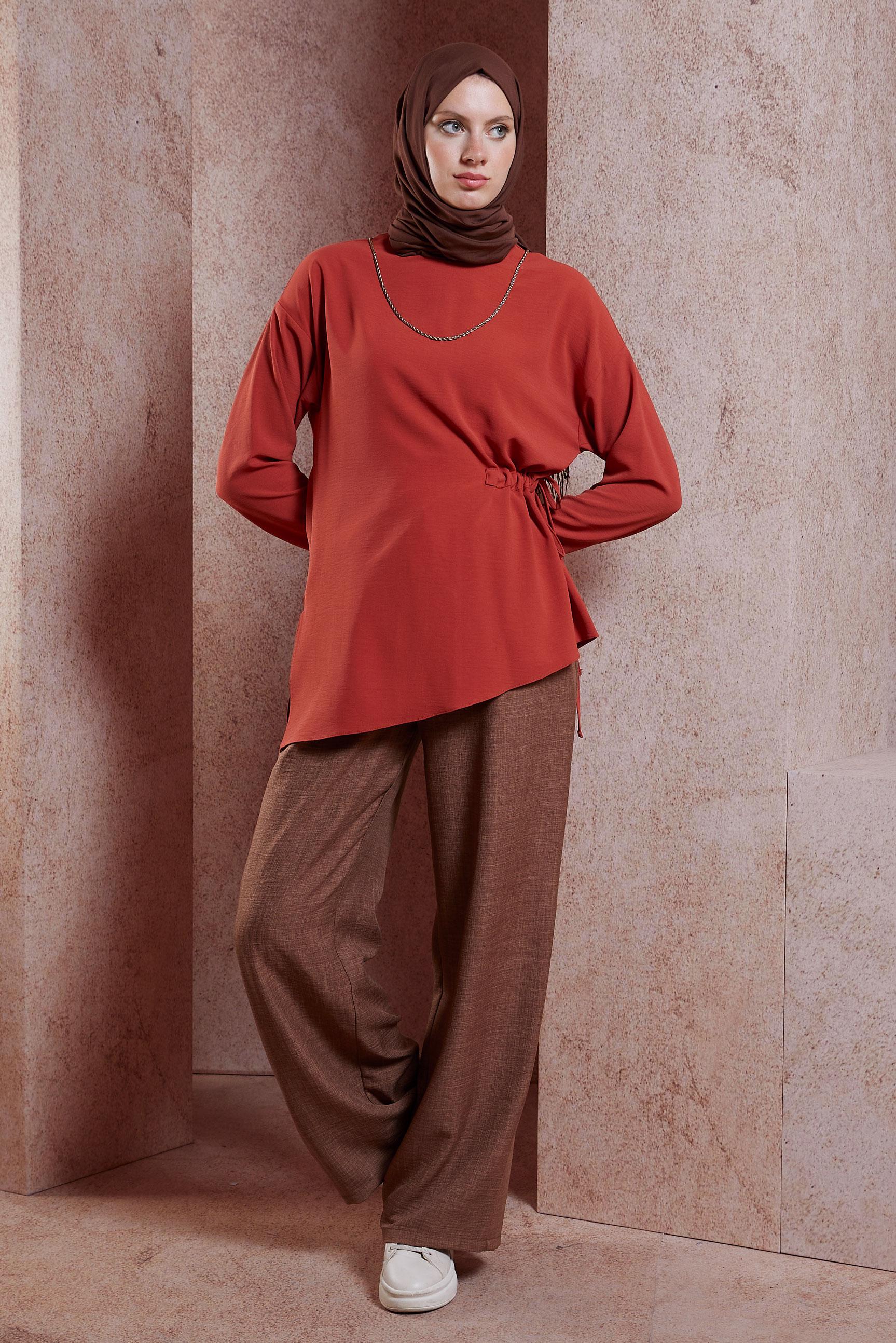 Tesettür giyim TABA GENİŞ PAÇA PANTOLON 70708