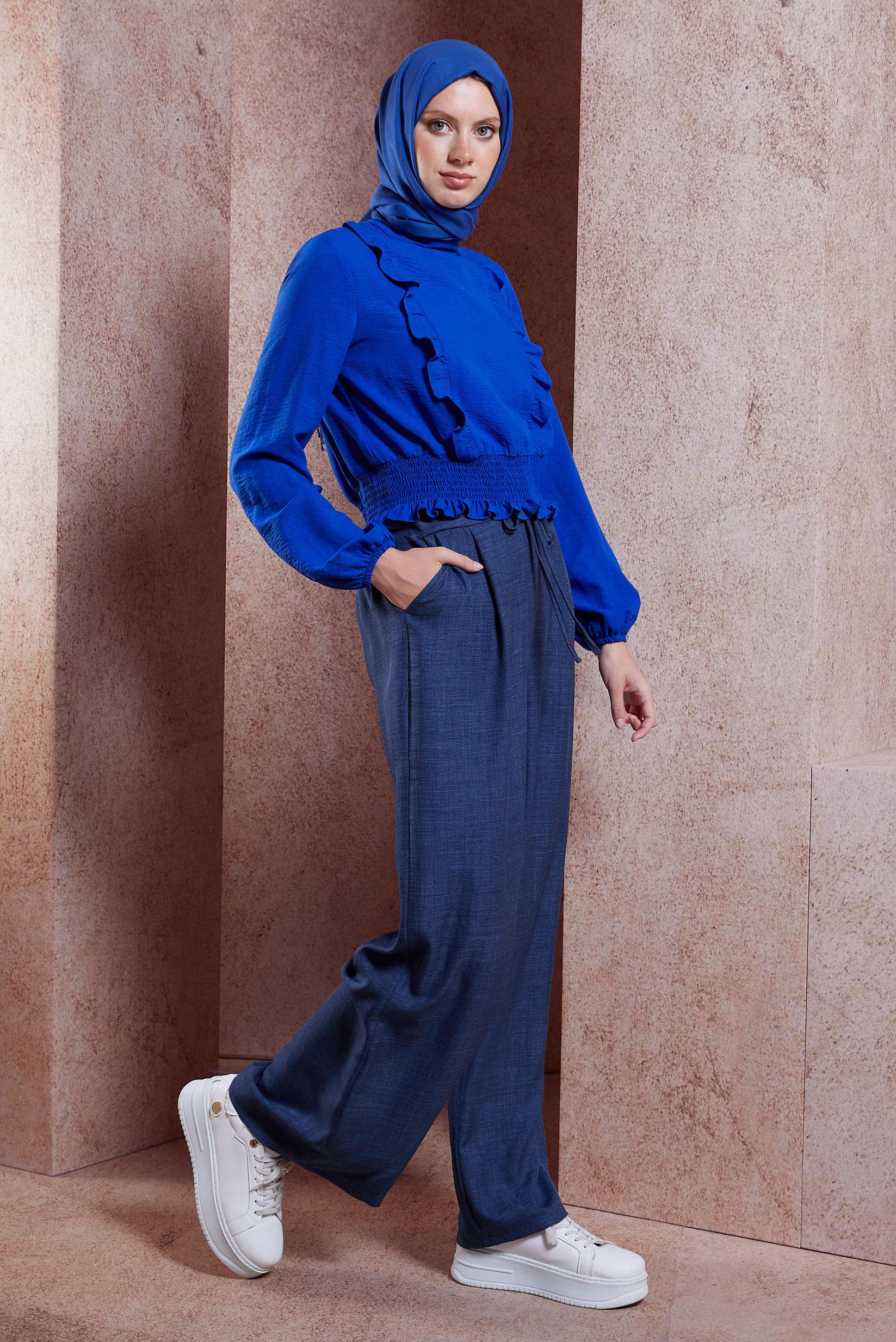 Tesettür giyim LACİVERT GENİŞ PAÇA PANTOLON 70708