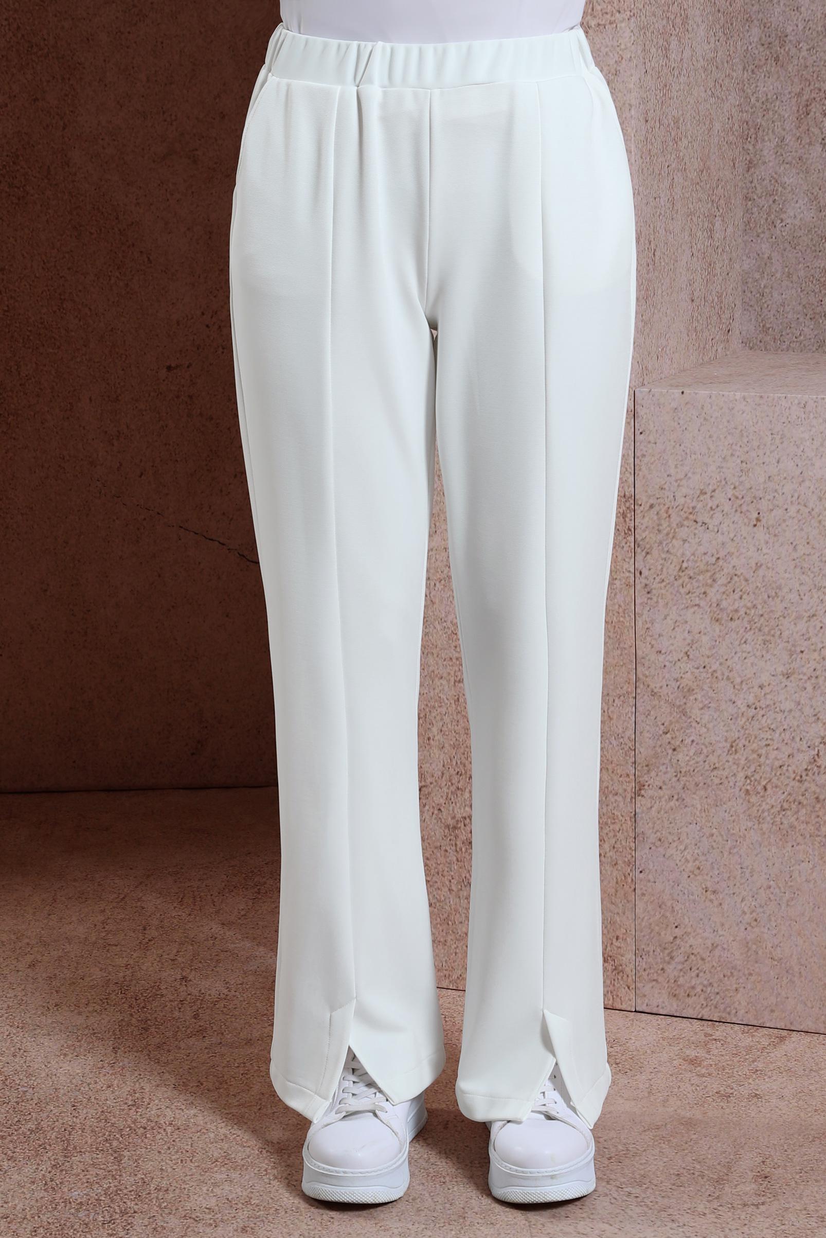 Tesettür giyim BEYAZ YIRTMAÇ DETAYLI PANTOLON 70710