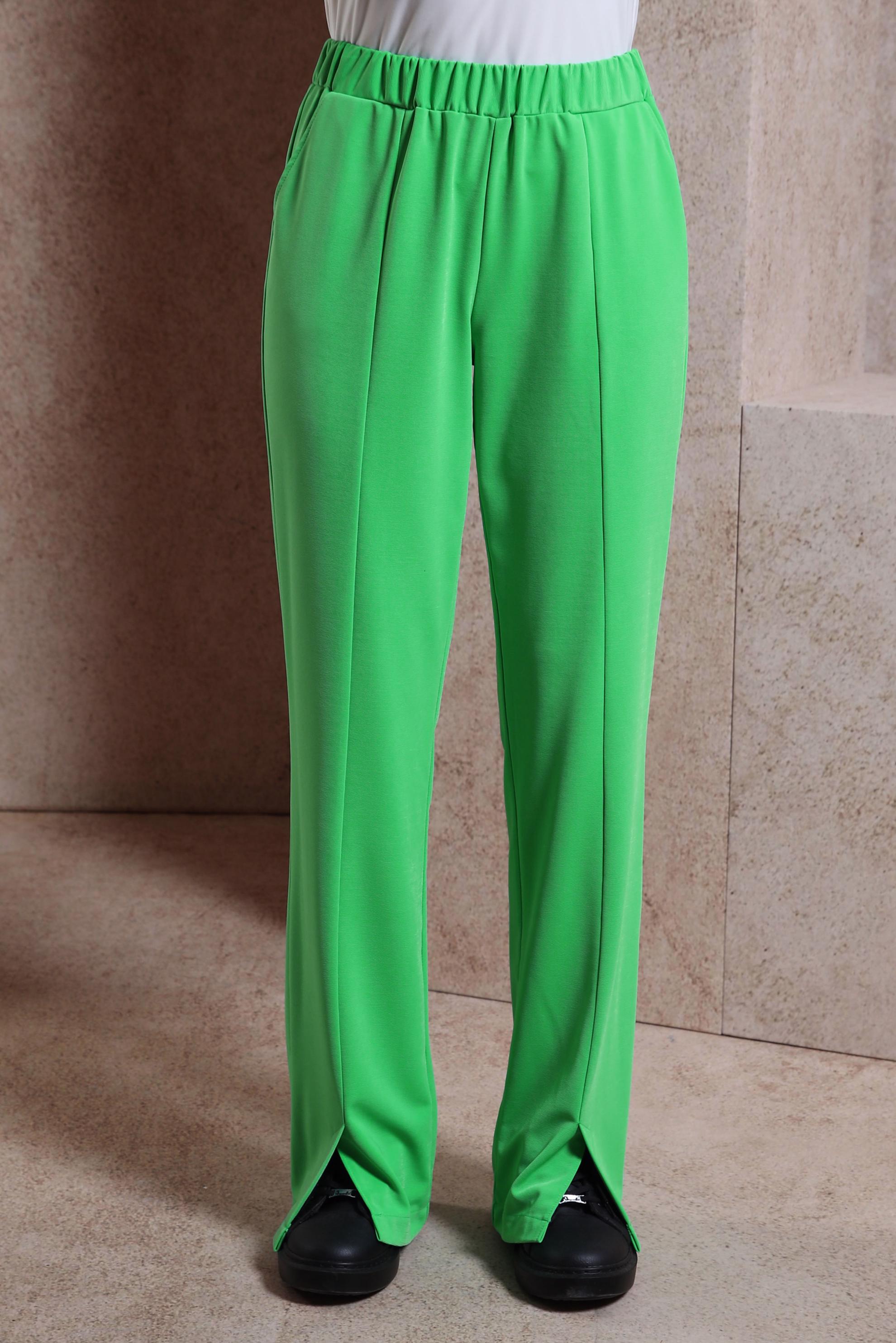 Tesettür giyim YEŞİL YIRTMAÇ DETAYLI PANTOLON 70710