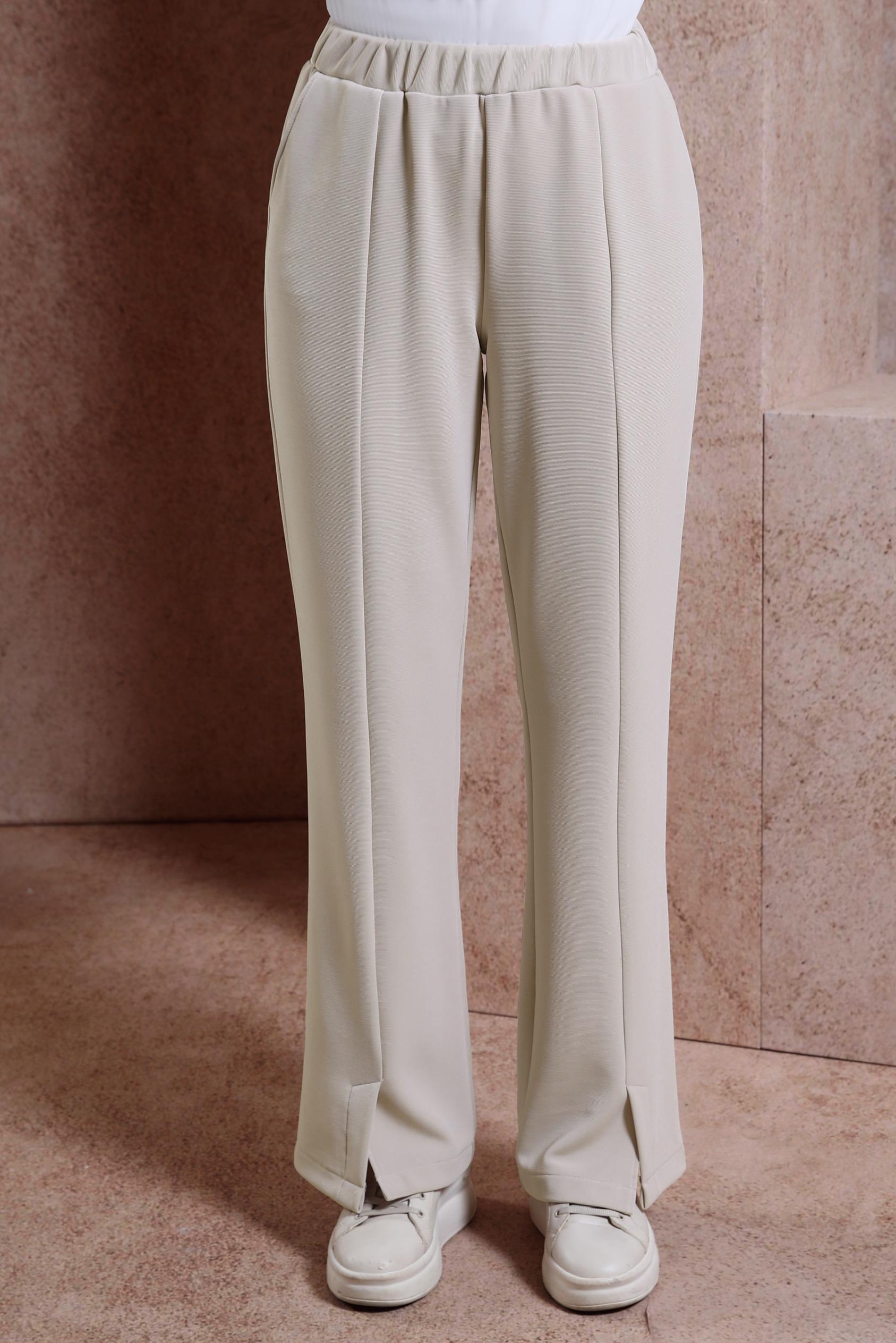 Tesettür giyim BEJ YIRTMAÇ DETAYLI PANTOLON 70710