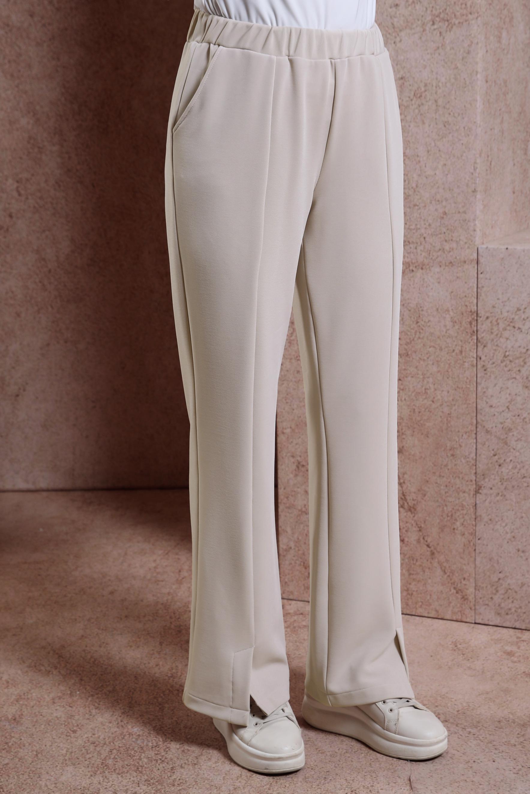 Tesettür giyim BEJ YIRTMAÇ DETAYLI PANTOLON 70710