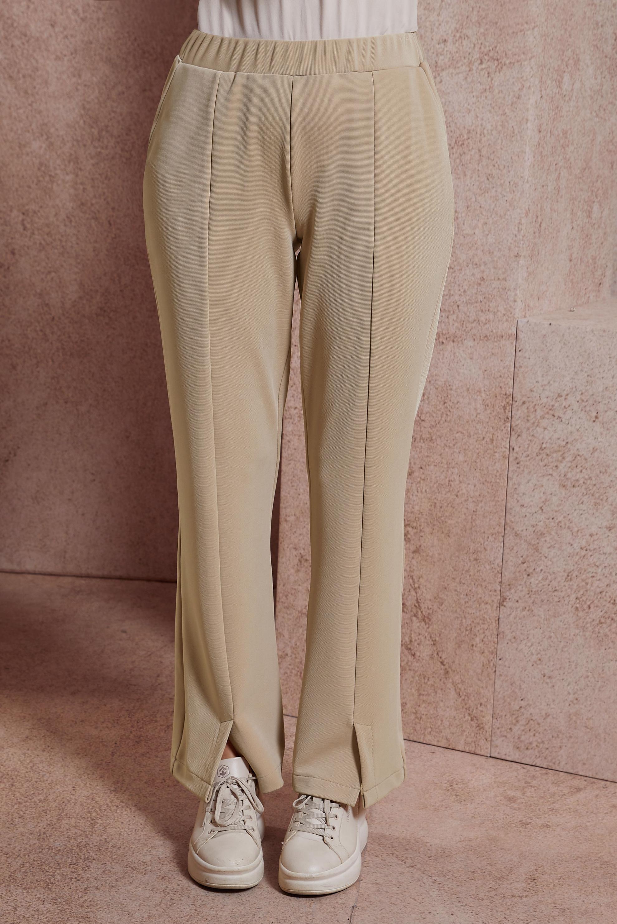 Tesettür giyim KUM YIRTMAÇ DETAYLI PANTOLON 70710