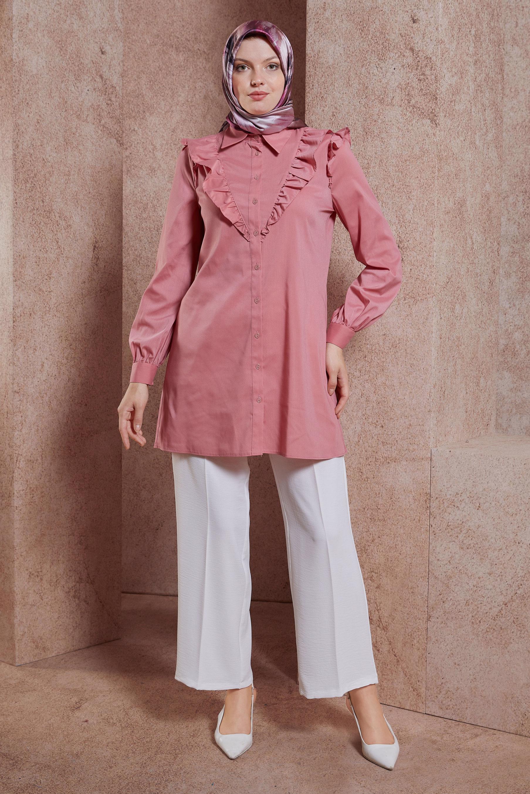 Tesettür giyim BEYAZ BELİ LASTİKLİ PANTOLON 70712