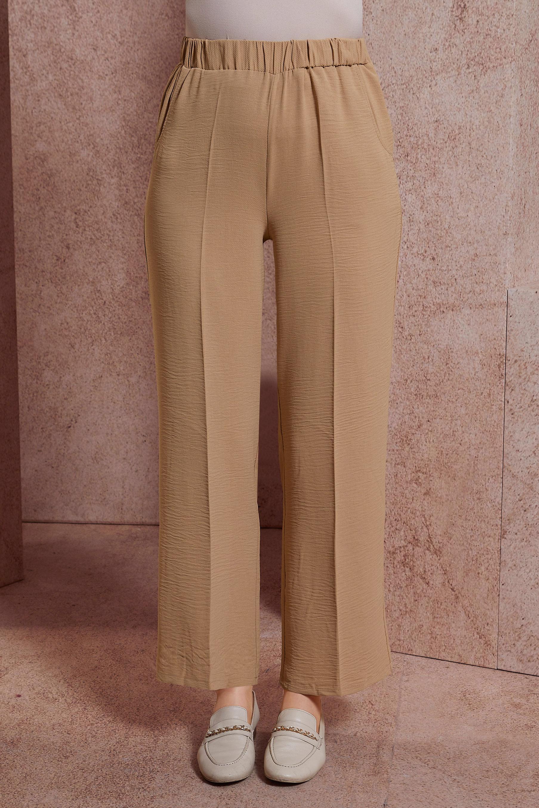 Tesettür giyim KAHVE BELİ LASTİKLİ PANTOLON 70712