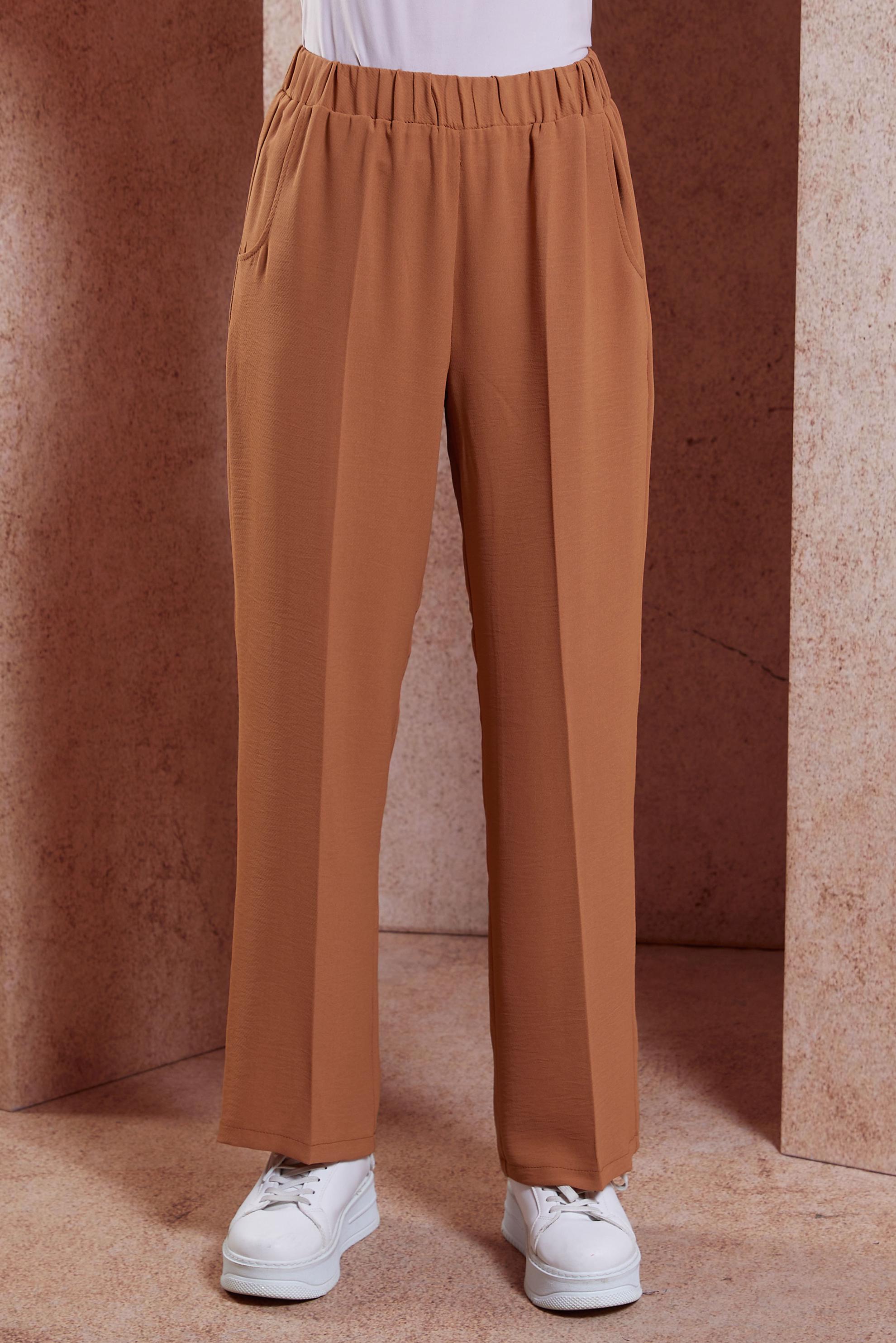 Tesettür giyim TABA BELİ LASTİKLİ PANTOLON 70712