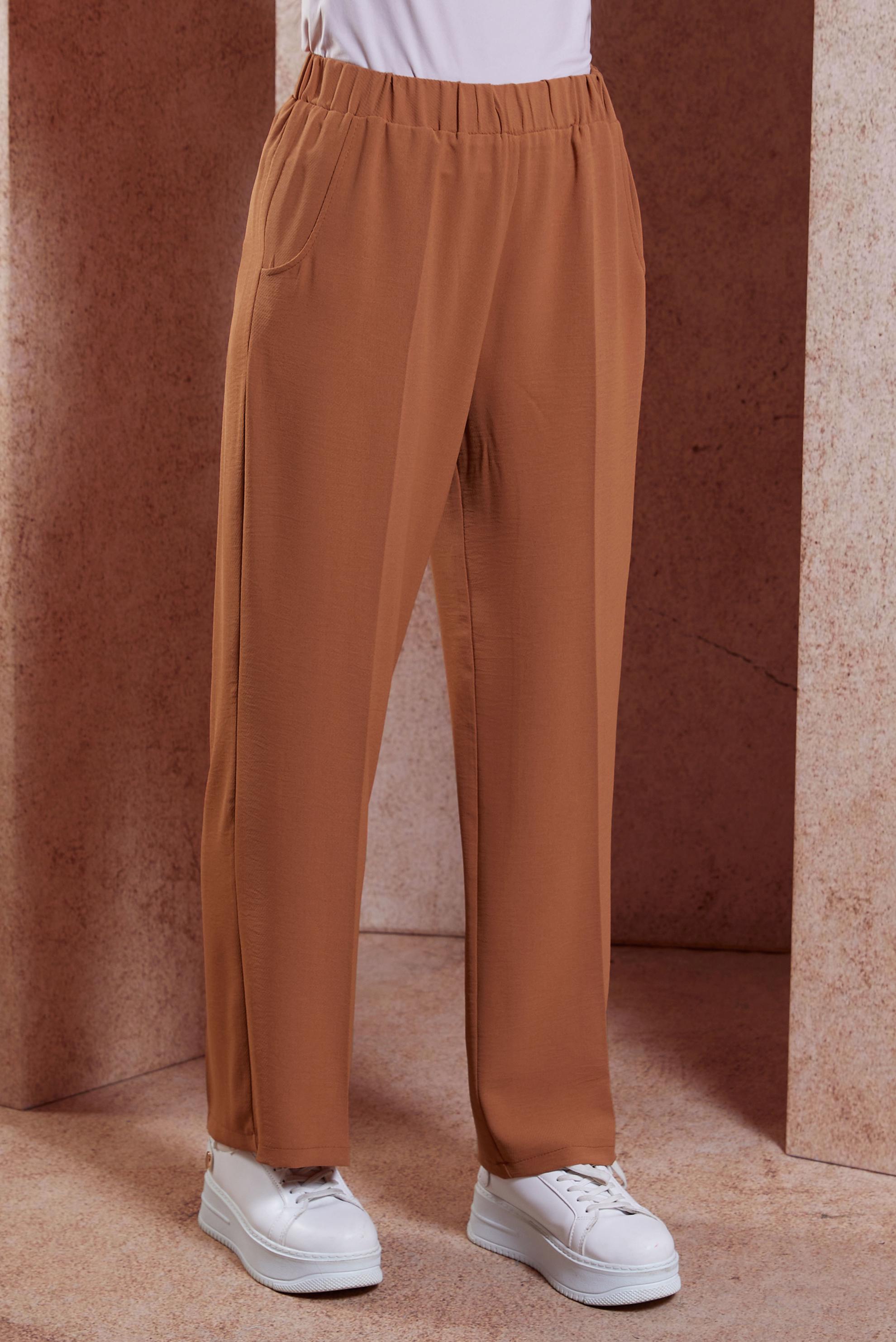 Tesettür giyim TABA BELİ LASTİKLİ PANTOLON 70712