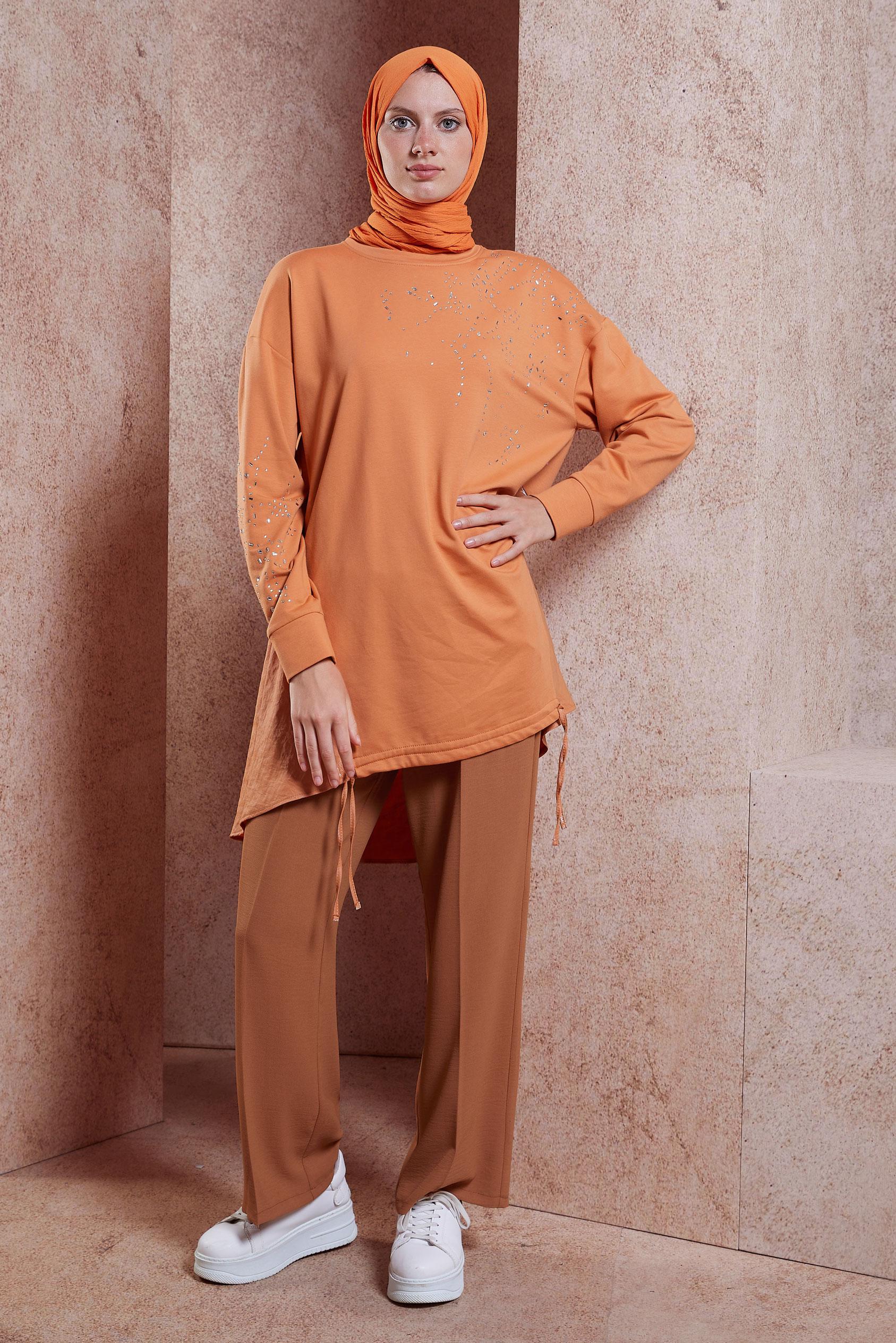 Tesettür giyim TABA BELİ LASTİKLİ PANTOLON 70712