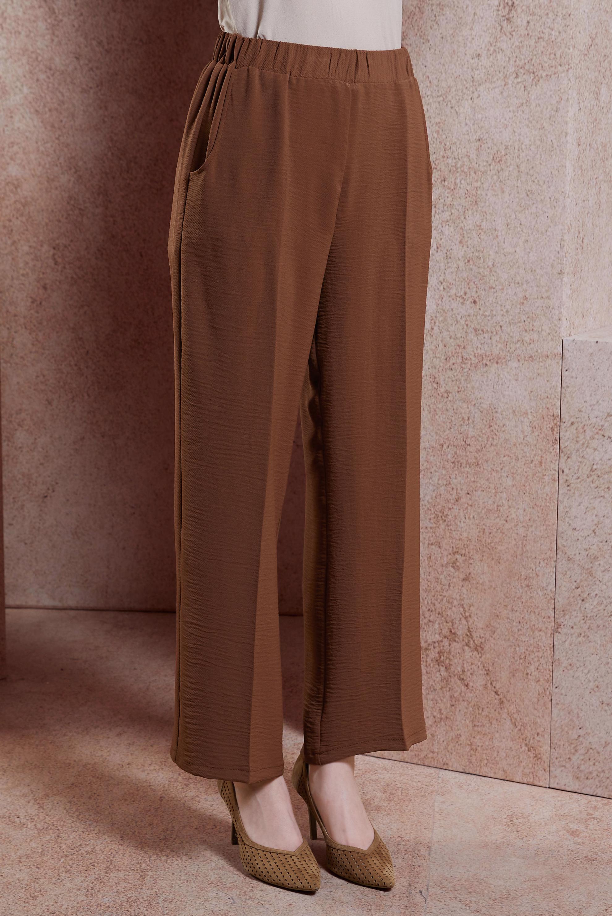 Tesettür giyim KAHVE BELİ LASTİKLİ PANTOLON 70712