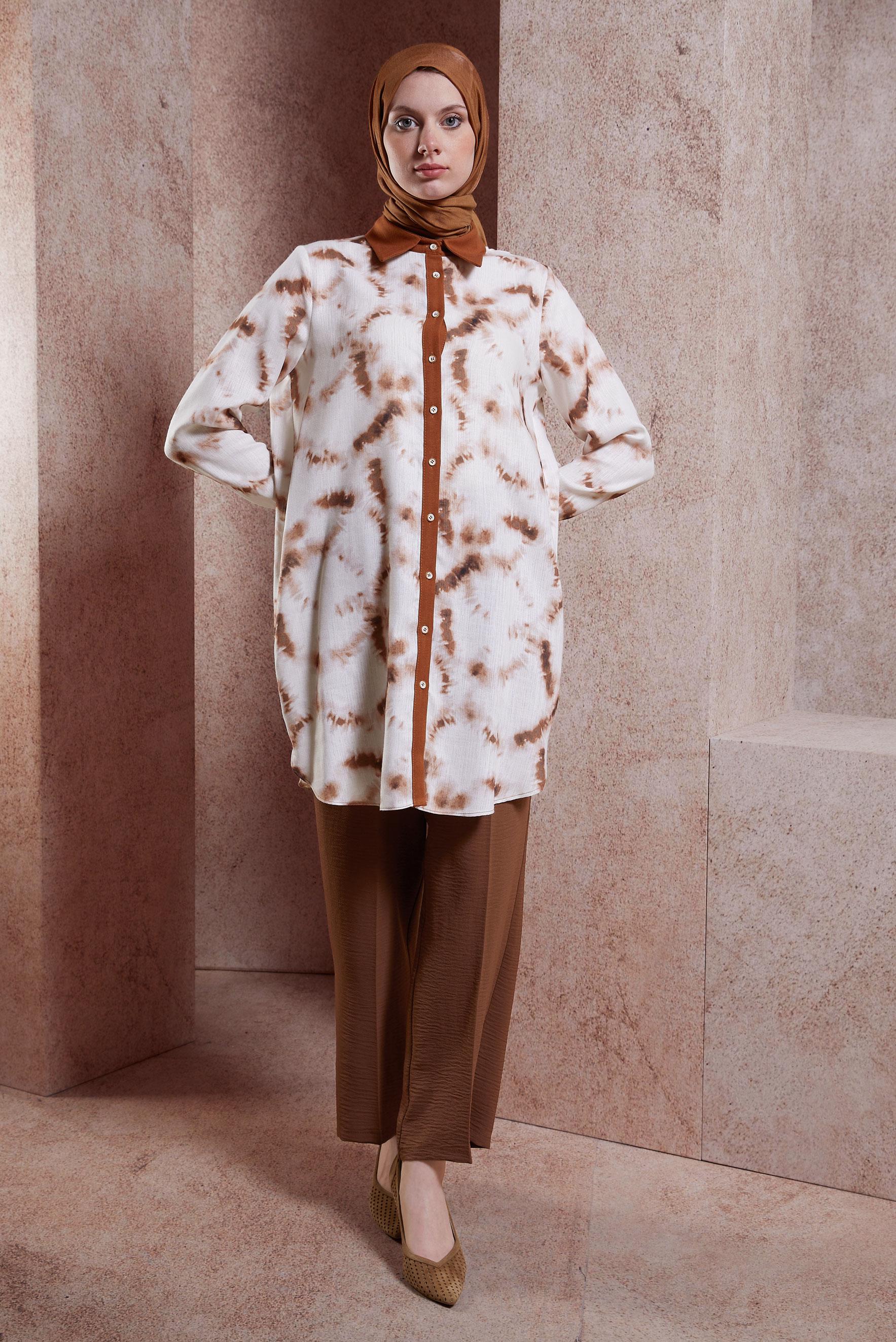 Tesettür giyim KAHVE BELİ LASTİKLİ PANTOLON 70712