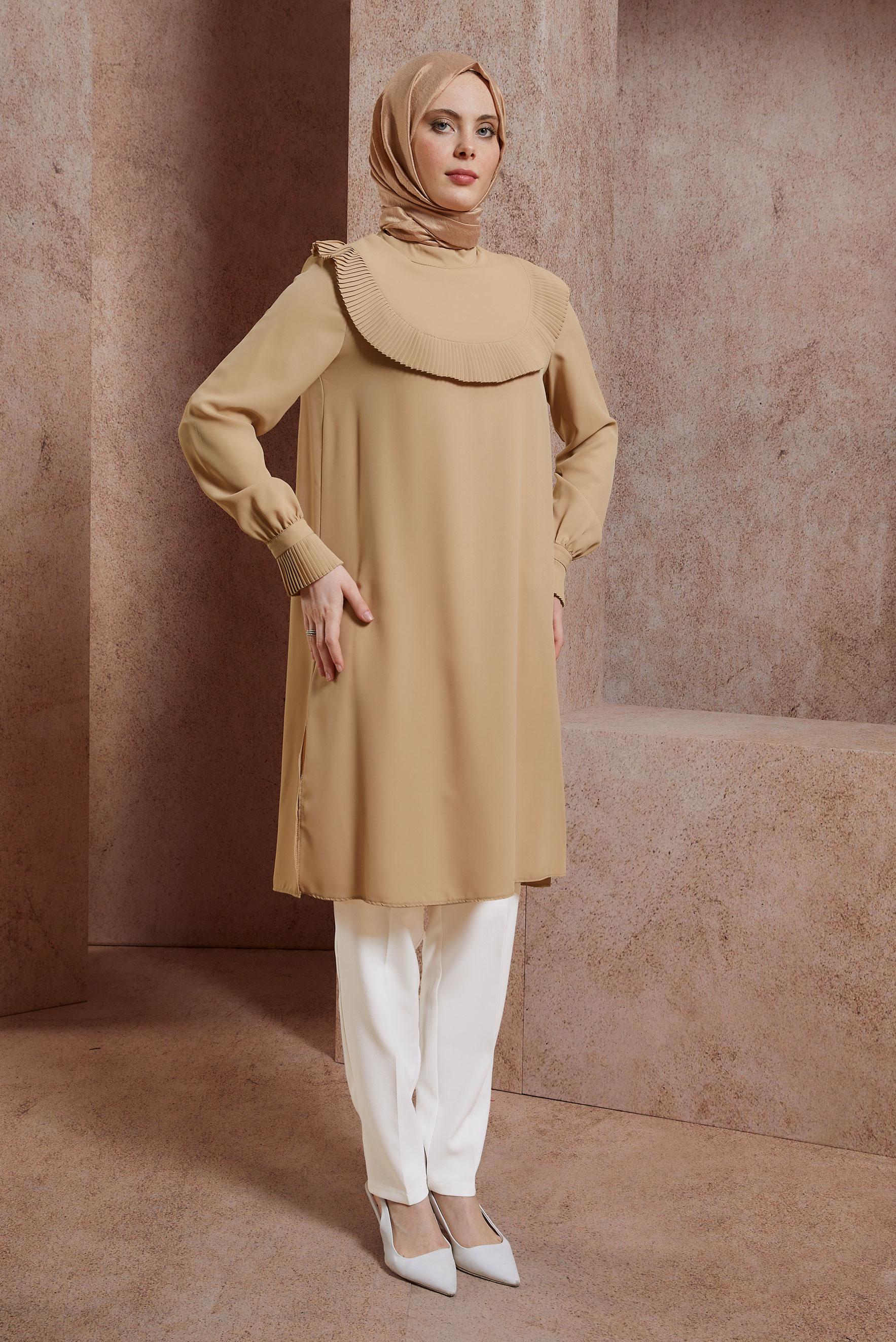 Tesettür giyim BEYAZ YÜKSEL BEL PANTOLON 70713