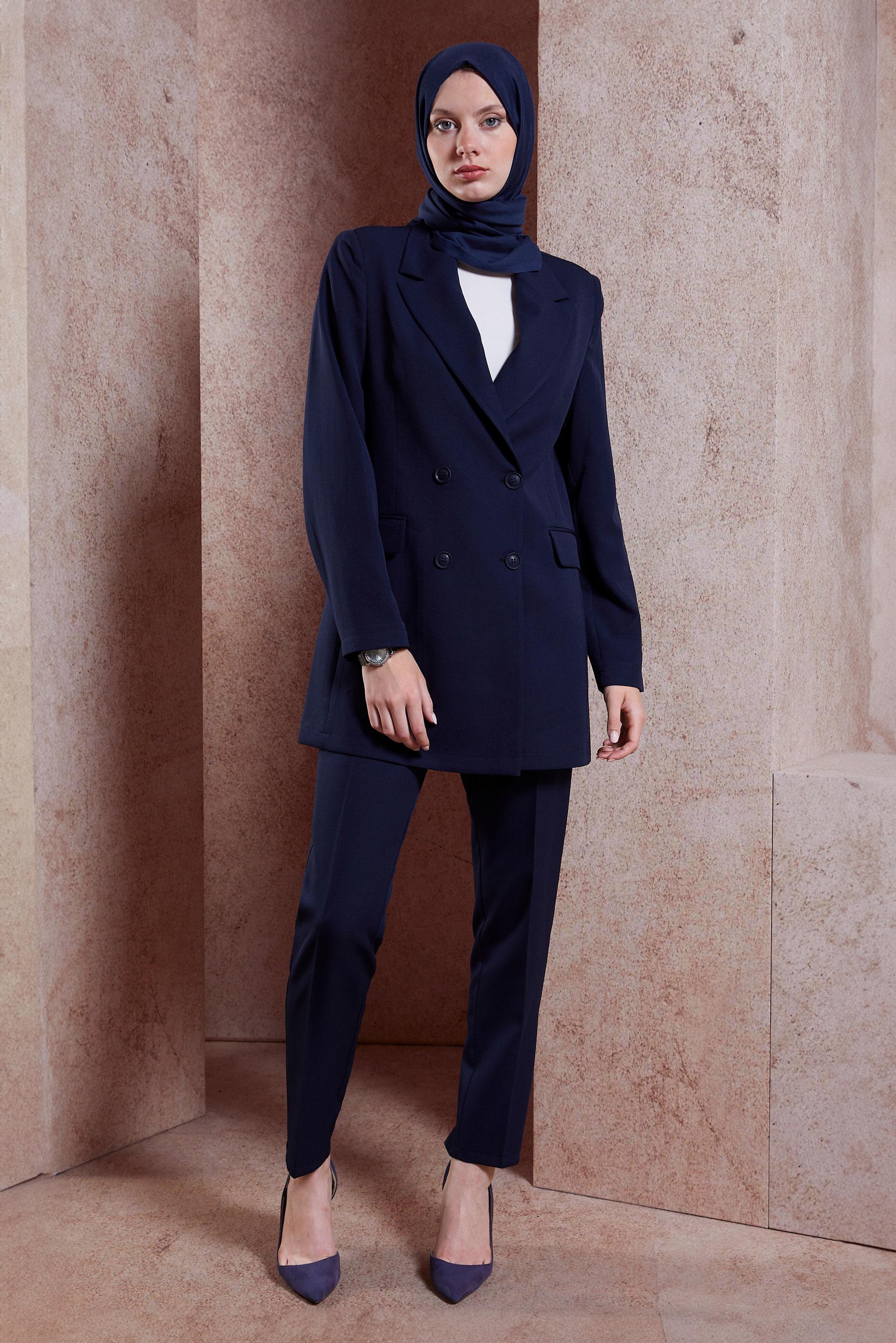 Tesettür giyim LACİVERT YÜKSEL BEL PANTOLON 70713