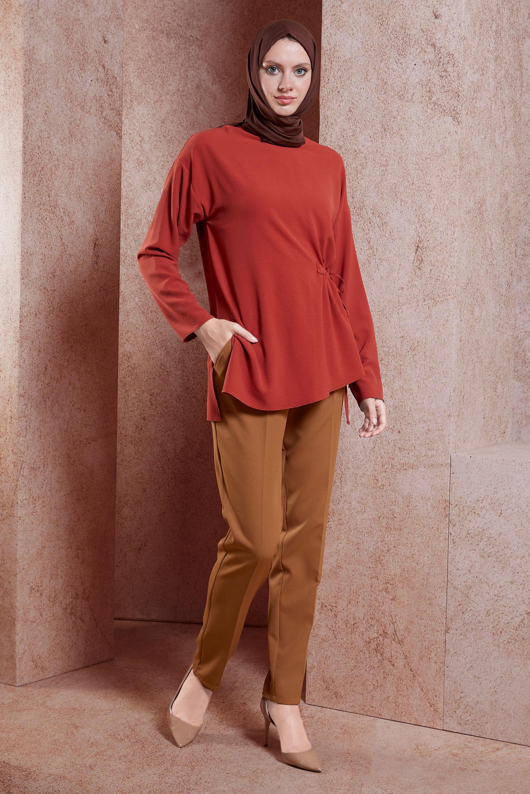 Tesettür giyim TABA YÜKSEL BEL PANTOLON 70713