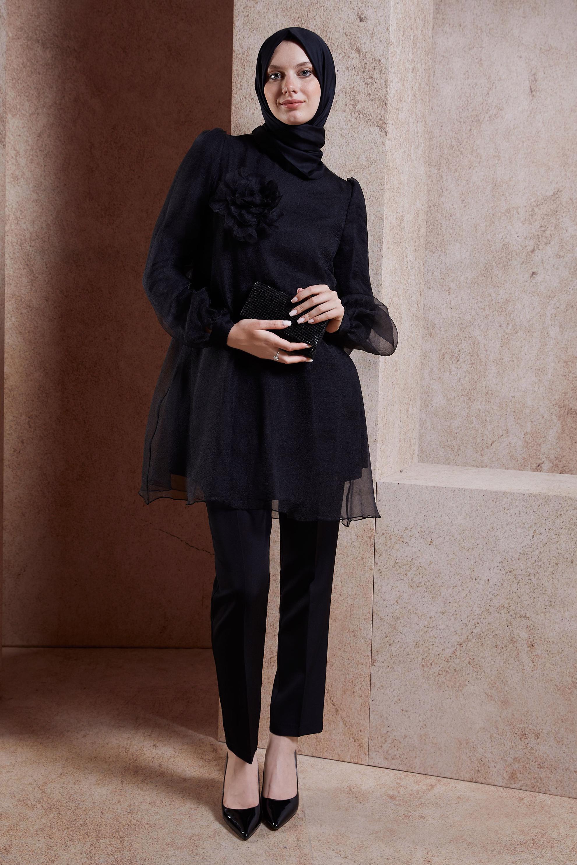 Tesettür giyim SİYAH YÜKSEK BEL PANTOLON 70714