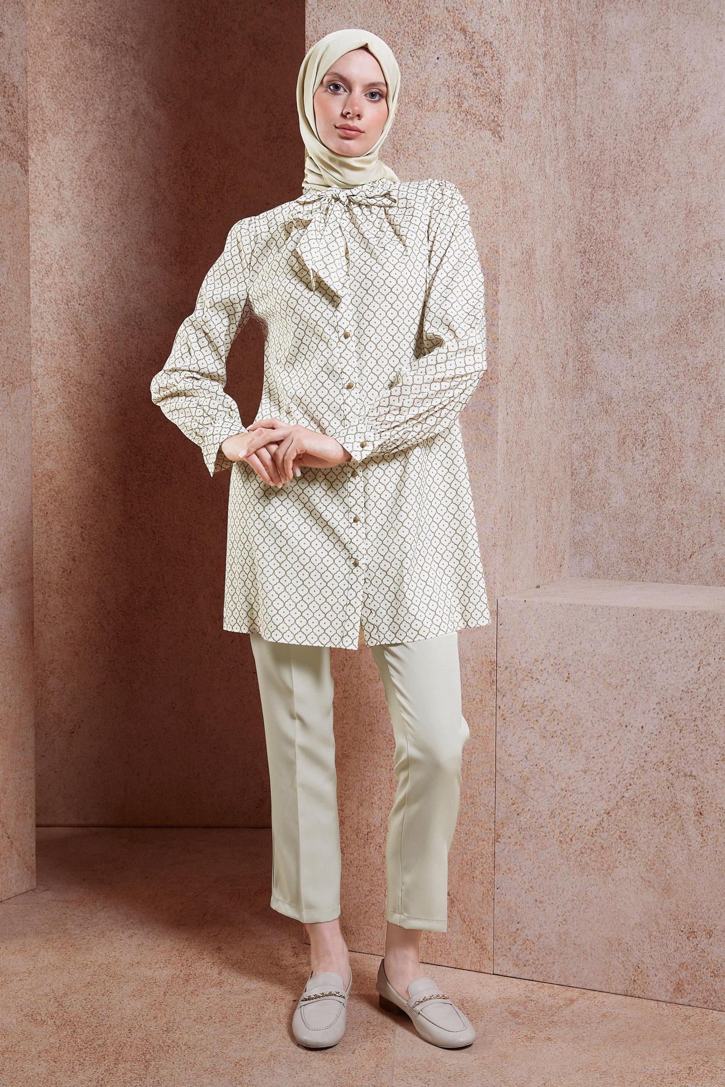 Tesettür giyim BEJ YÜKSEK BEL PANTOLON 70714