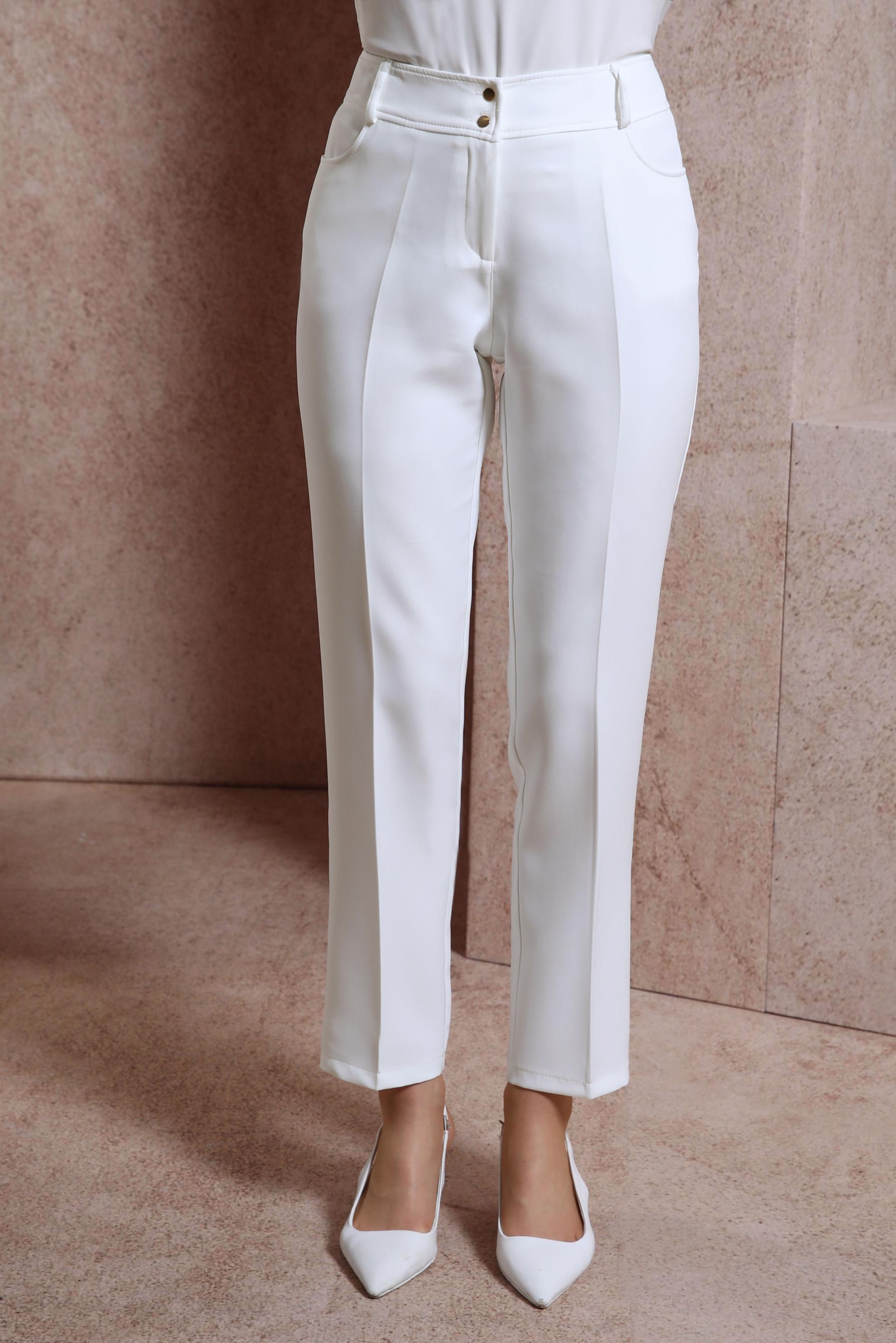 Tesettür giyim BEYAZ DAR PAÇA PANTOLON 70715