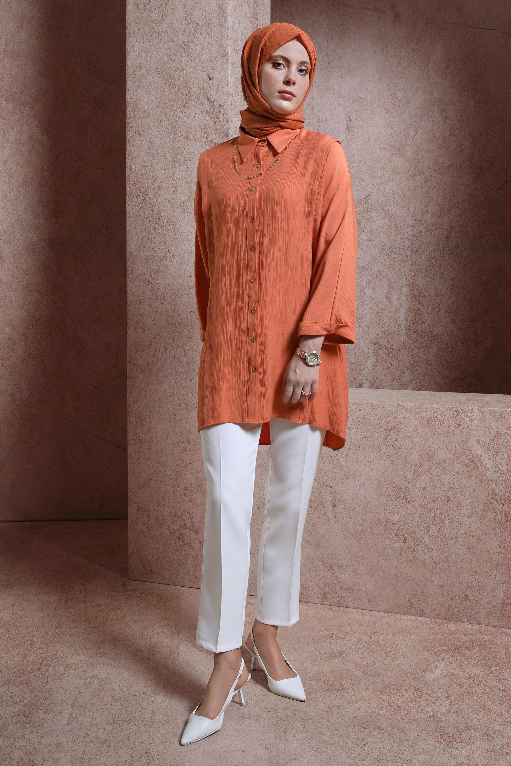 Tesettür giyim BEYAZ DAR PAÇA PANTOLON 70715