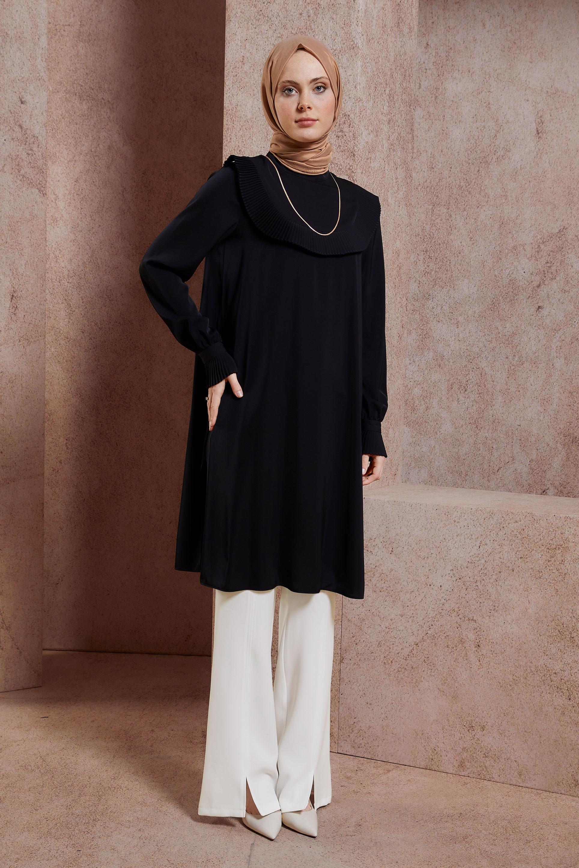 Tesettür giyim BEYAZ YIRTMAÇ DETAYLI PANTOLON 70716