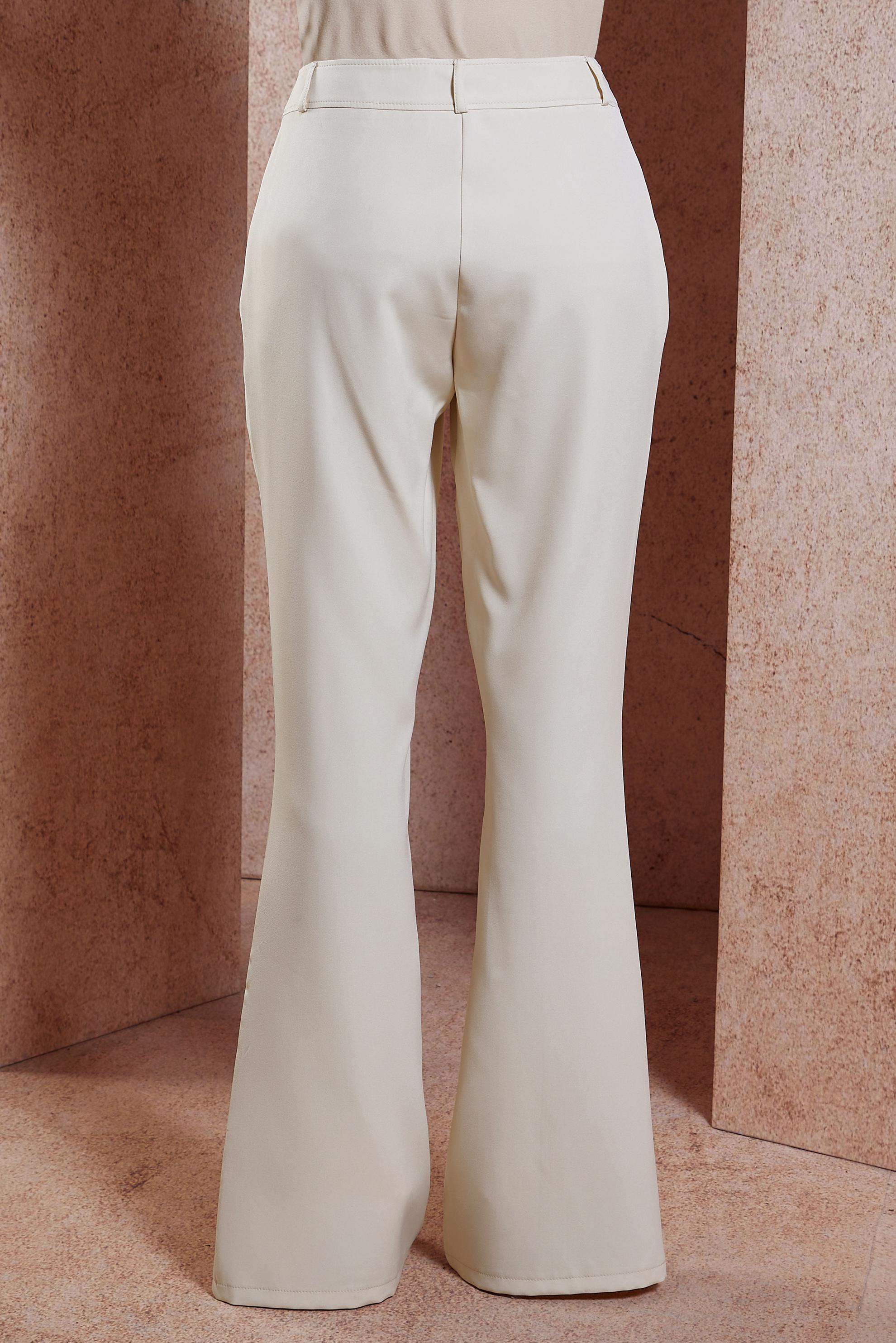 Tesettür giyim EKRU YIRTMAÇ DETAYLI PANTOLON 70716