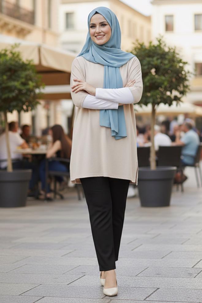 Vêtements hijab NOIR PANTALON JAMBES SKINNY GRANDE TAILLE 70717 - ALVİNA