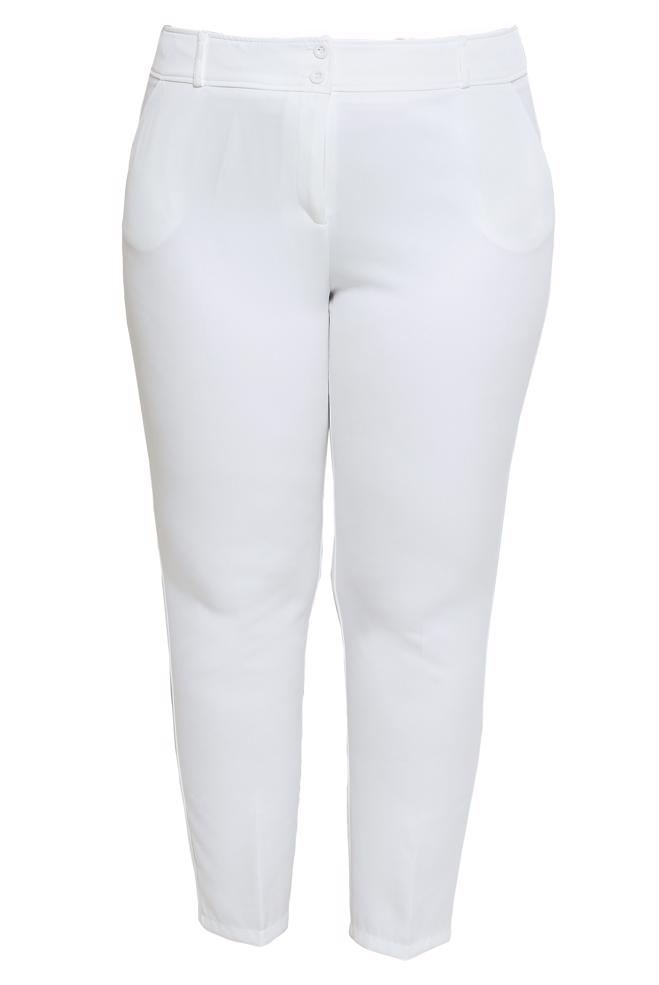 Tesettür giyim BEYAZ DAR PAÇA BÜYÜK BEDEN PANTOLON 70717 - ALVİNA