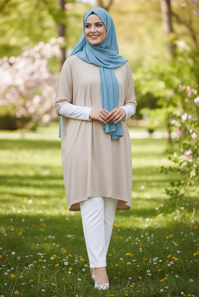 Vêtements hijab BLANC PANTALON JAMBES SKINNY GRANDE TAILLE 70717 - ALVİNA