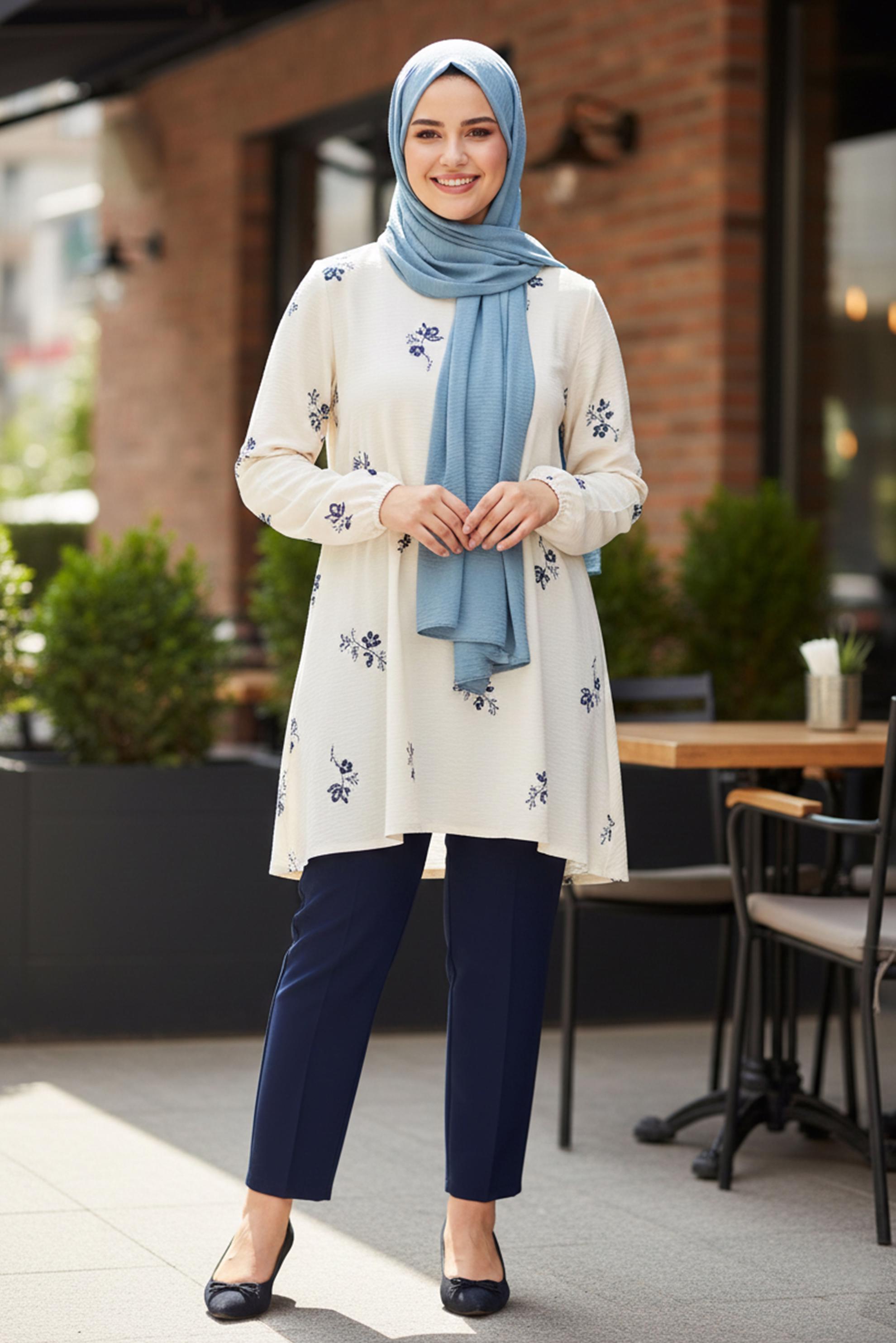 Tesettür giyim LACİVERT DAR PAÇA BÜYÜK BEDEN PANTOLON 70717