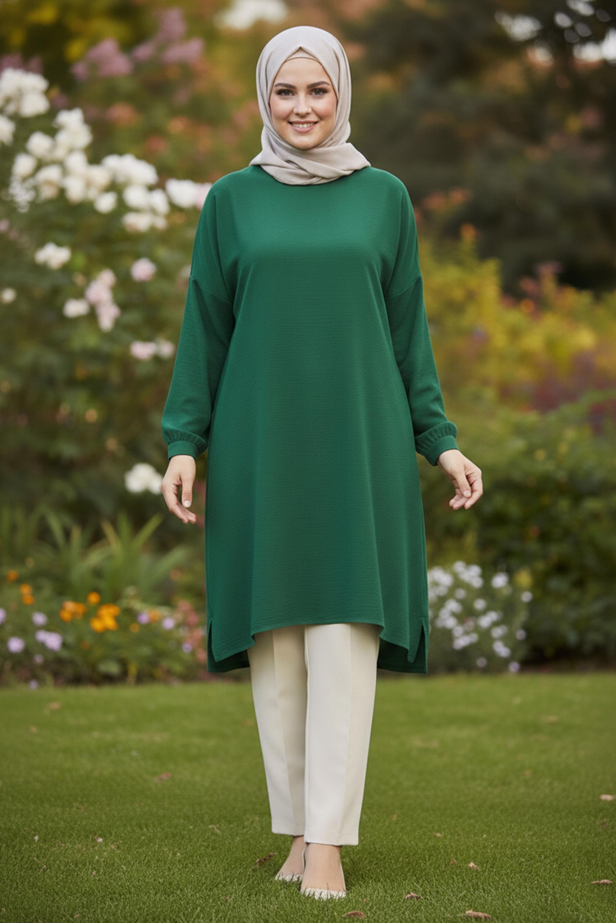 Tesettür giyim EKRU DAR PAÇA BÜYÜK BEDEN PANTOLON 70717