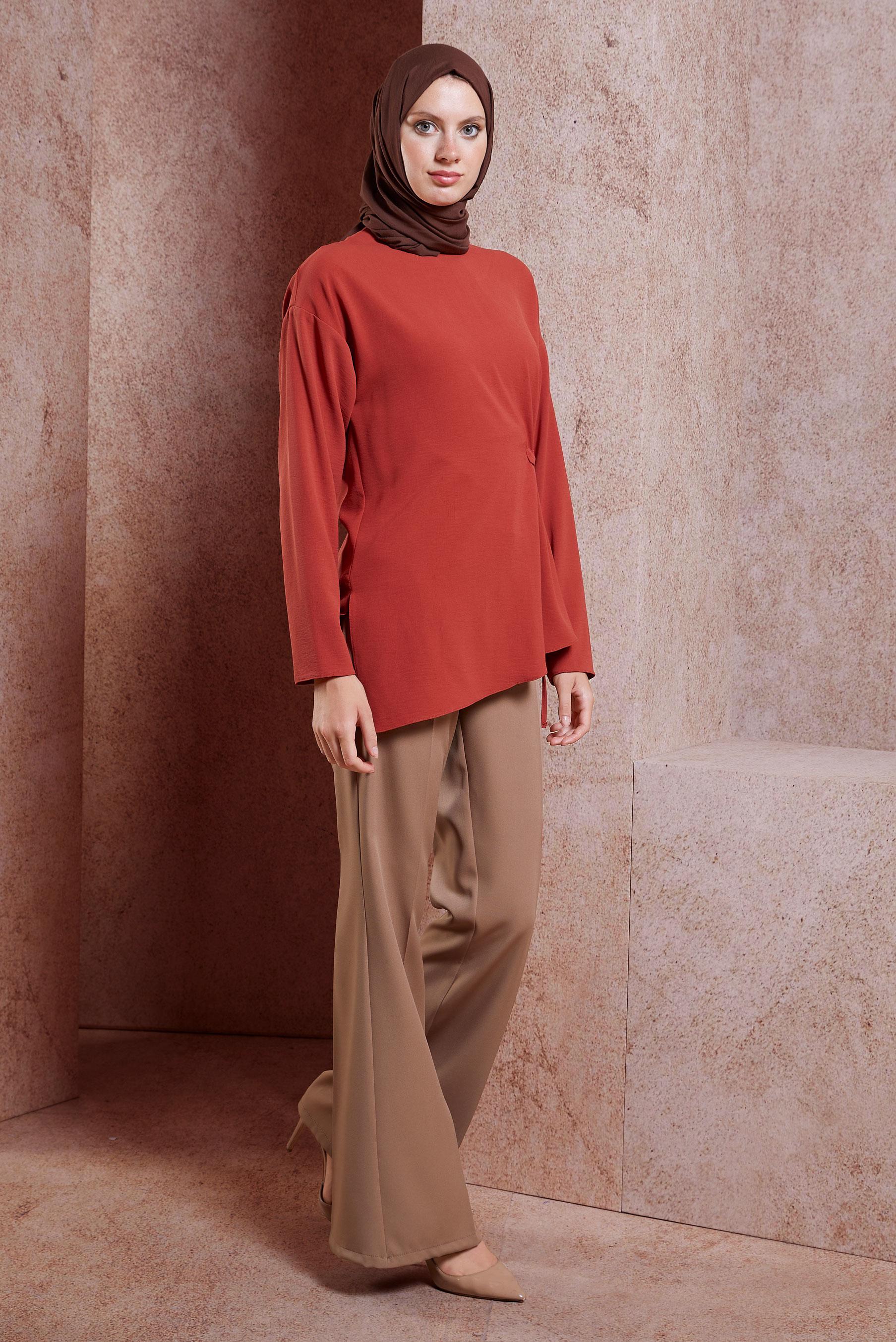 Tesettür giyim KAHVE İSPANYOL PAÇA PANTOLON 70718