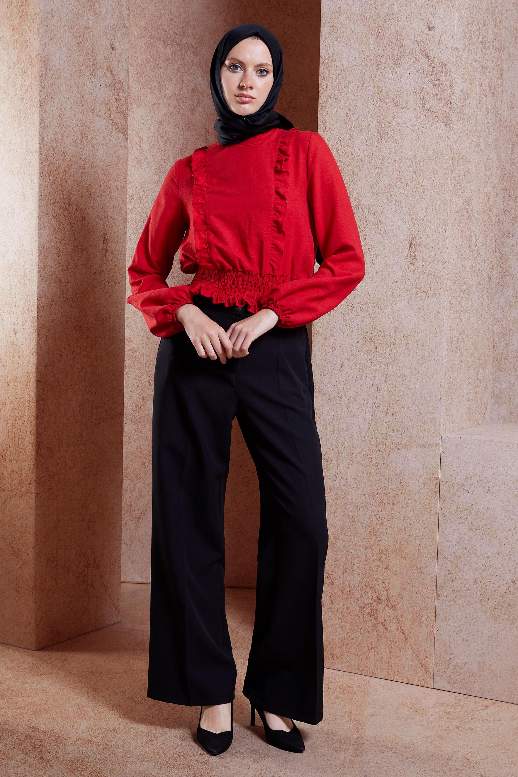 Tesettür giyim SİYAH GENİŞ PAÇA PANTOLON 70719