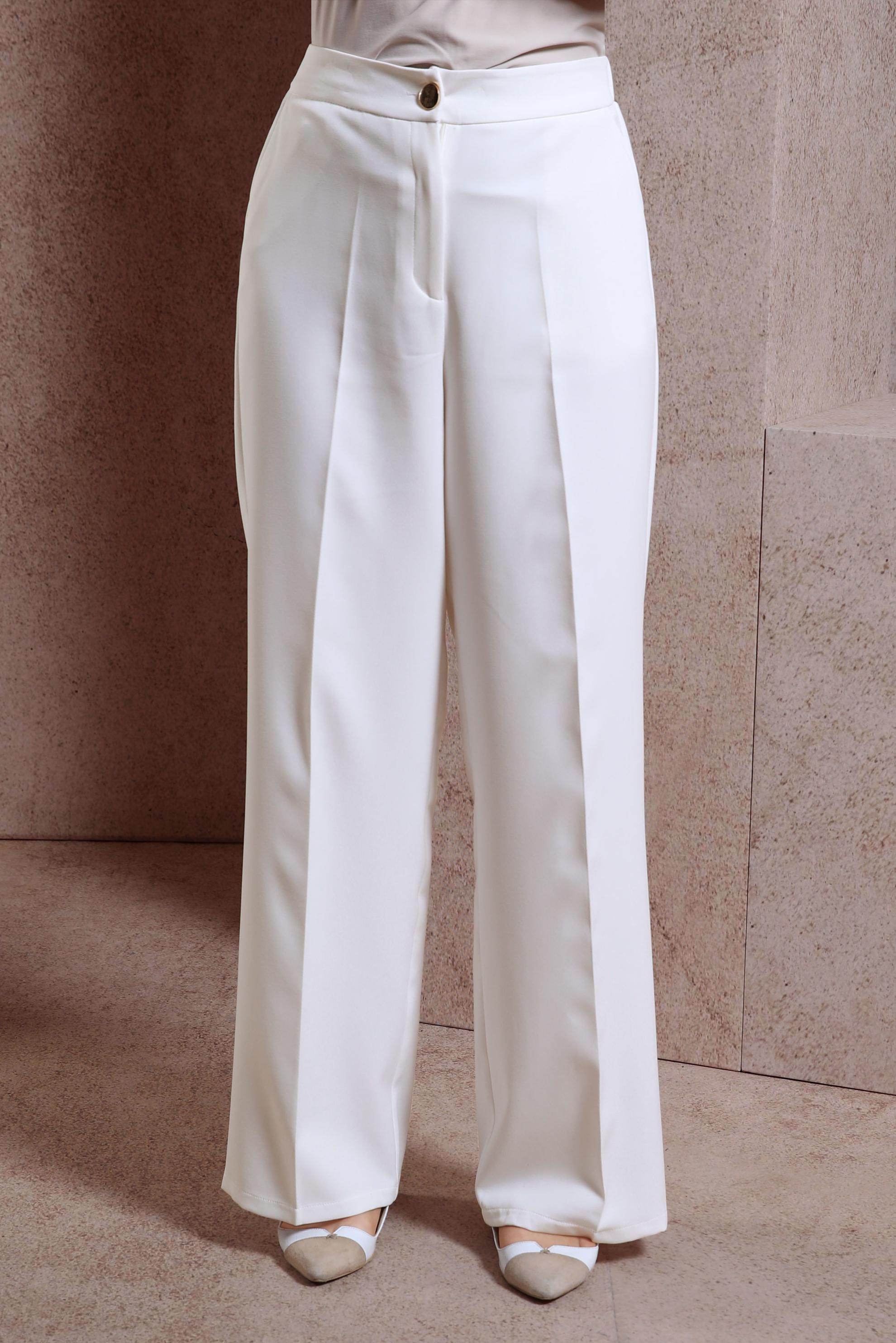 Tesettür giyim BEYAZ GENİŞ PAÇA PANTOLON 70719