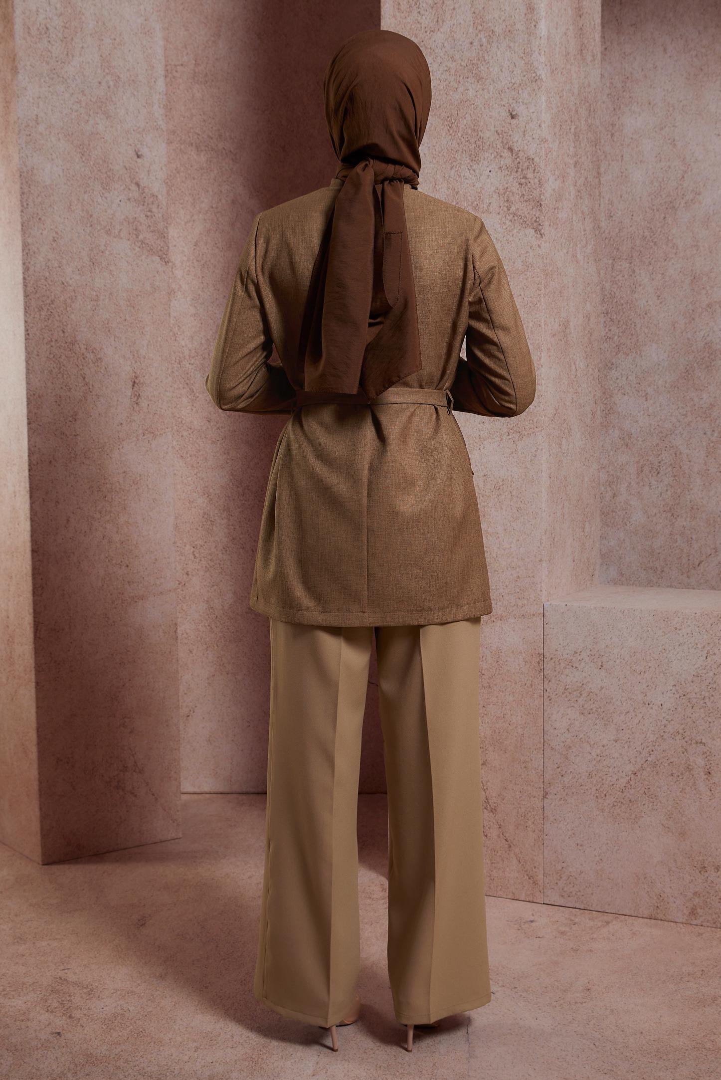 Tesettür giyim KAHVE GENİŞ PAÇA PANTOLON 70719