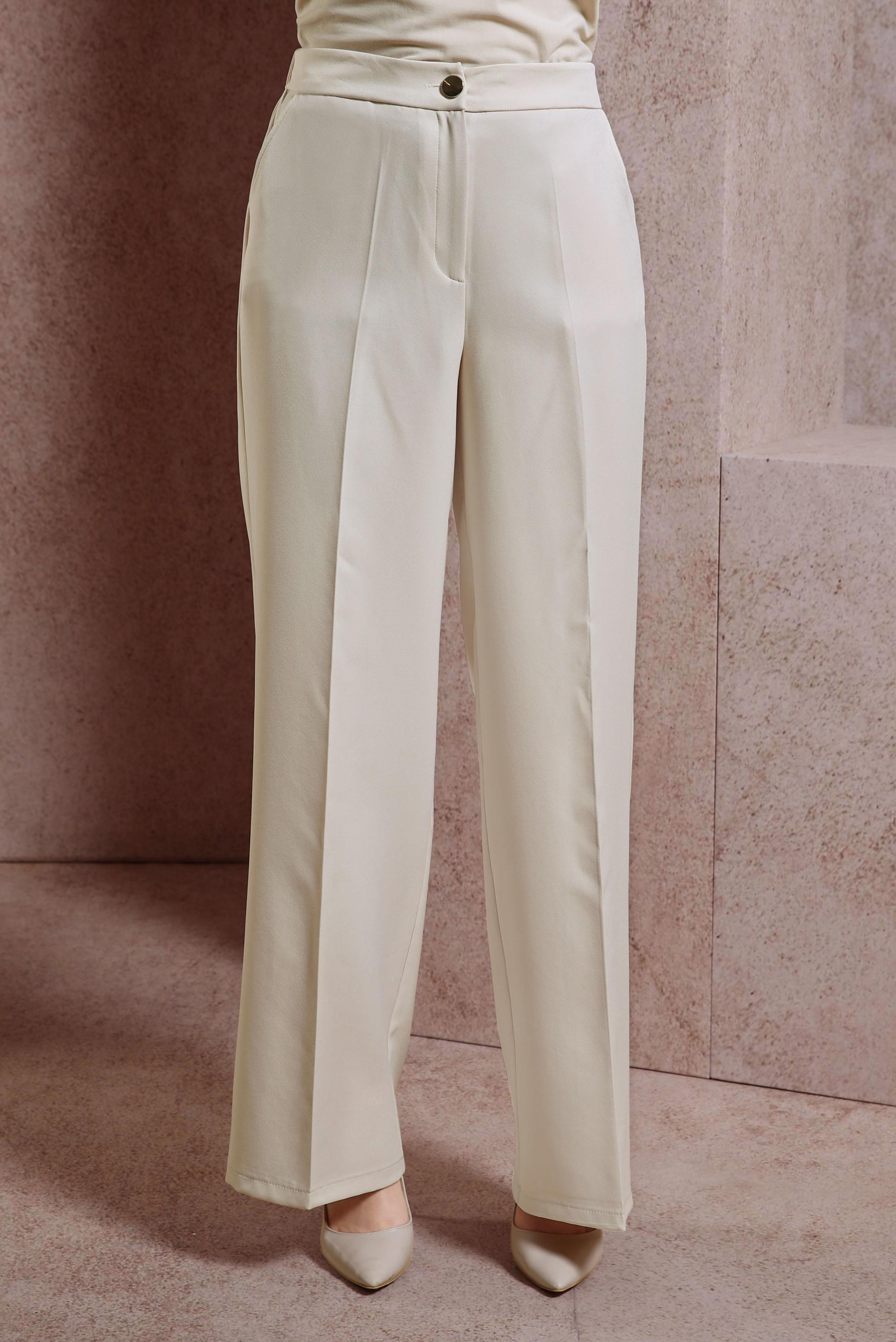 Tesettür giyim EKRU GENİŞ PAÇA PANTOLON 70719