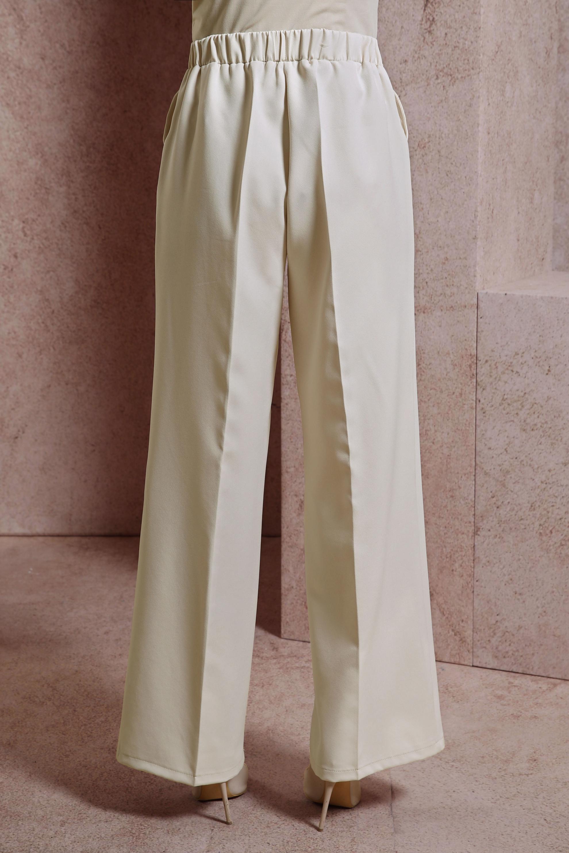 Tesettür giyim EKRU GENİŞ PAÇA PANTOLON 70719