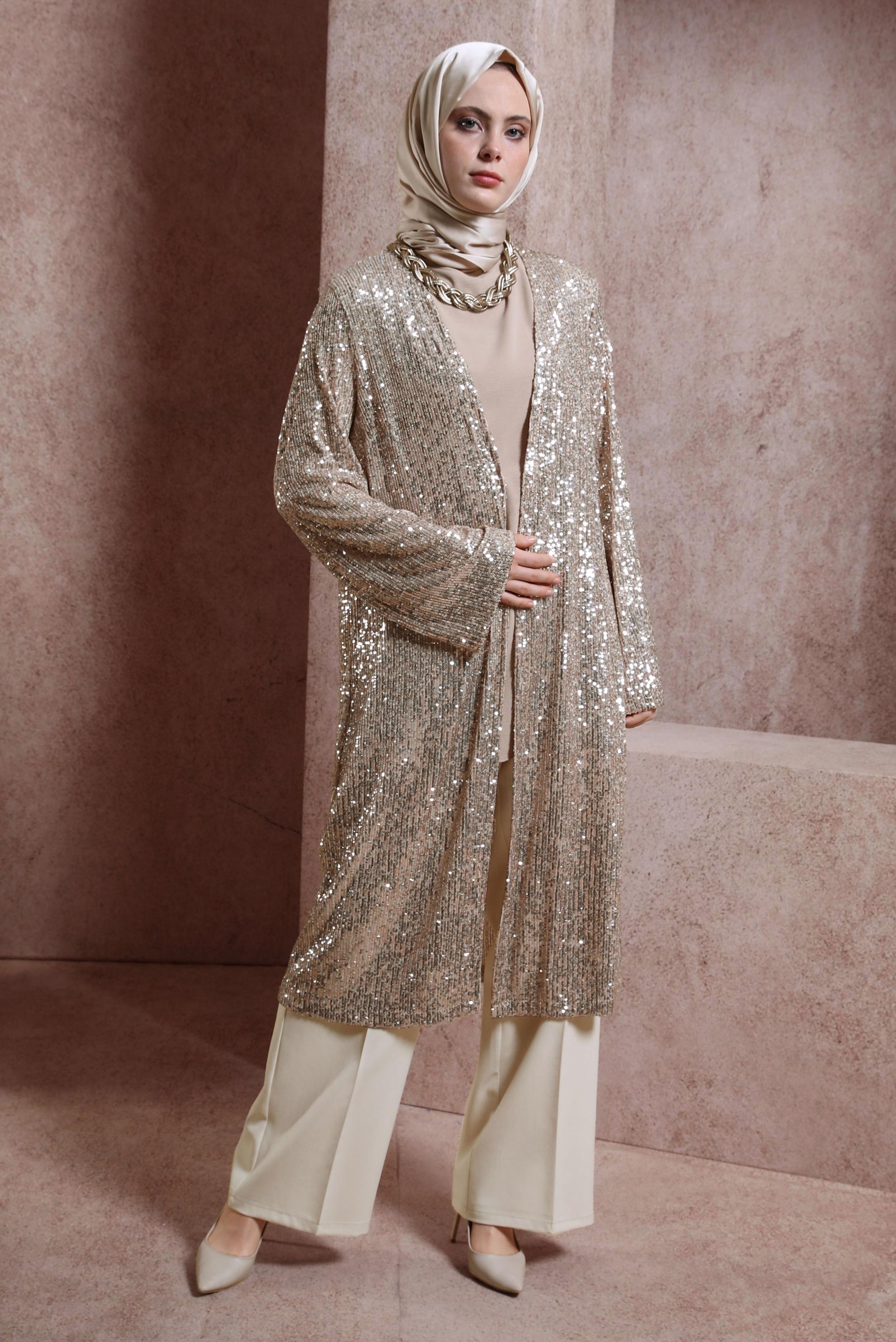 Tesettür giyim EKRU GENİŞ PAÇA PANTOLON 70719