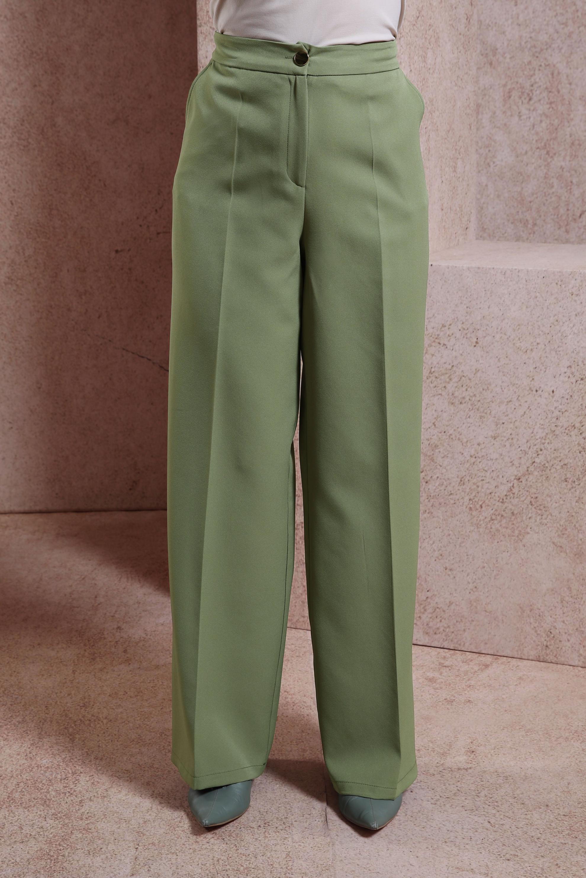 Tesettür giyim YEŞİL GENİŞ PAÇA PANTOLON 70719