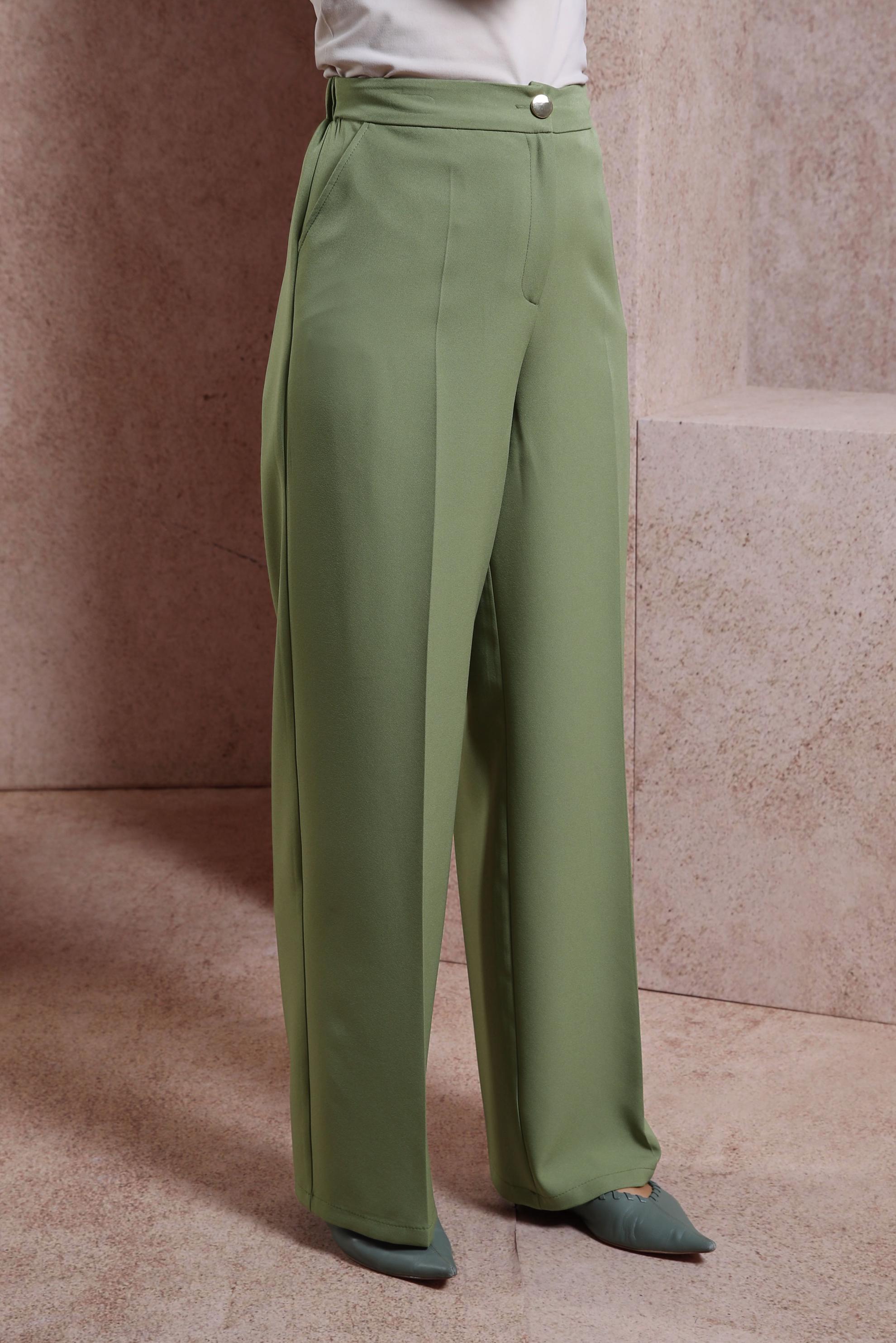 Tesettür giyim YEŞİL GENİŞ PAÇA PANTOLON 70719