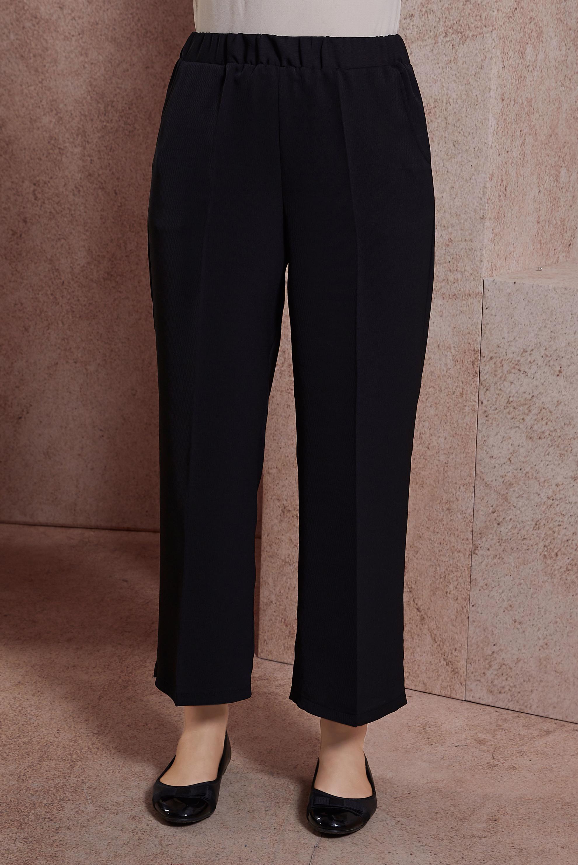 Tesettür giyim SİYAH BELİ LASTİKLİ PANTOLON 70720