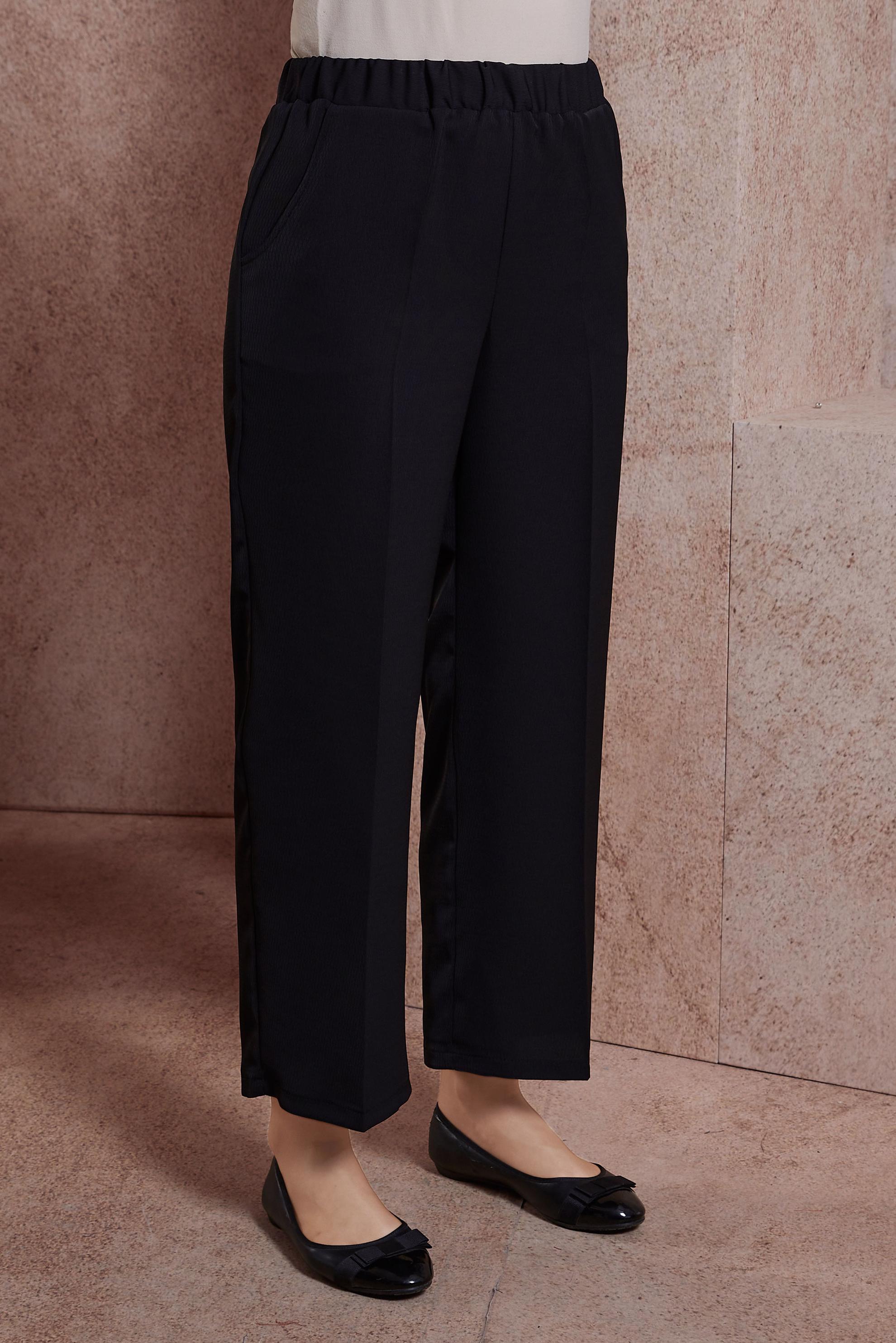 Tesettür giyim SİYAH BELİ LASTİKLİ PANTOLON 70720