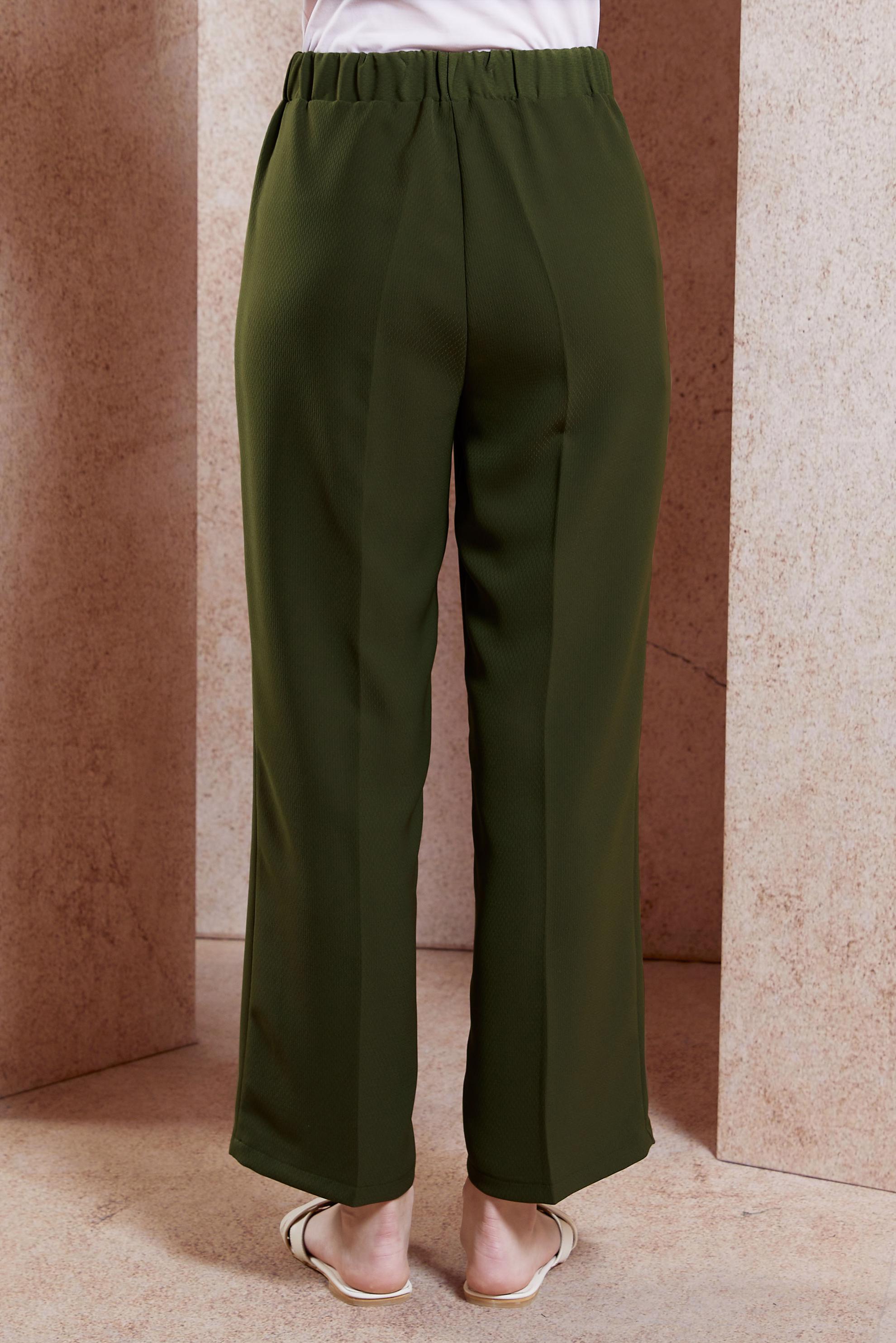 Tesettür giyim HAKİ BELİ LASTİKLİ PANTOLON 70720-1