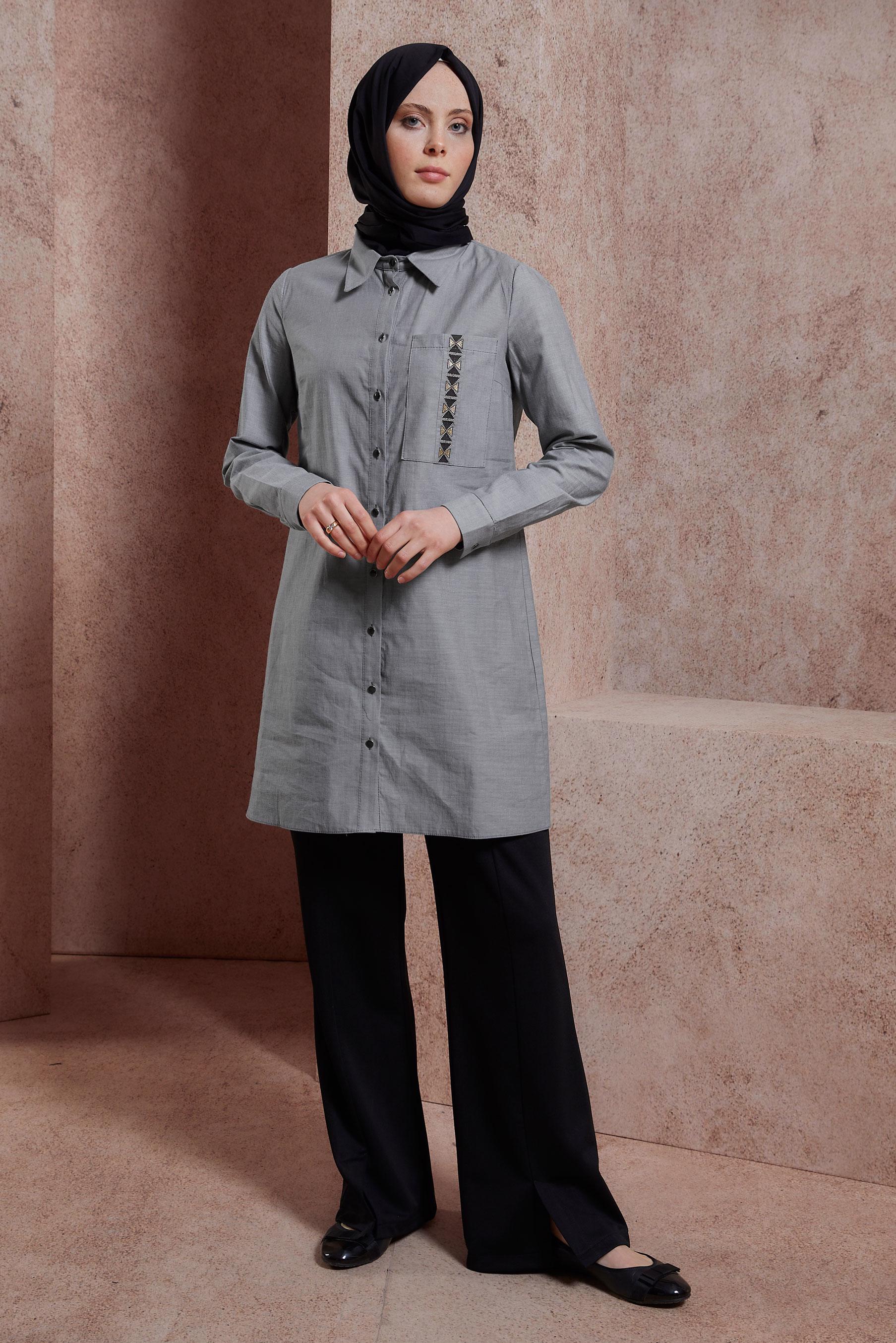 Tesettür giyim SİYAH YIRTMAÇ DETAYLI PANTOLON 70721