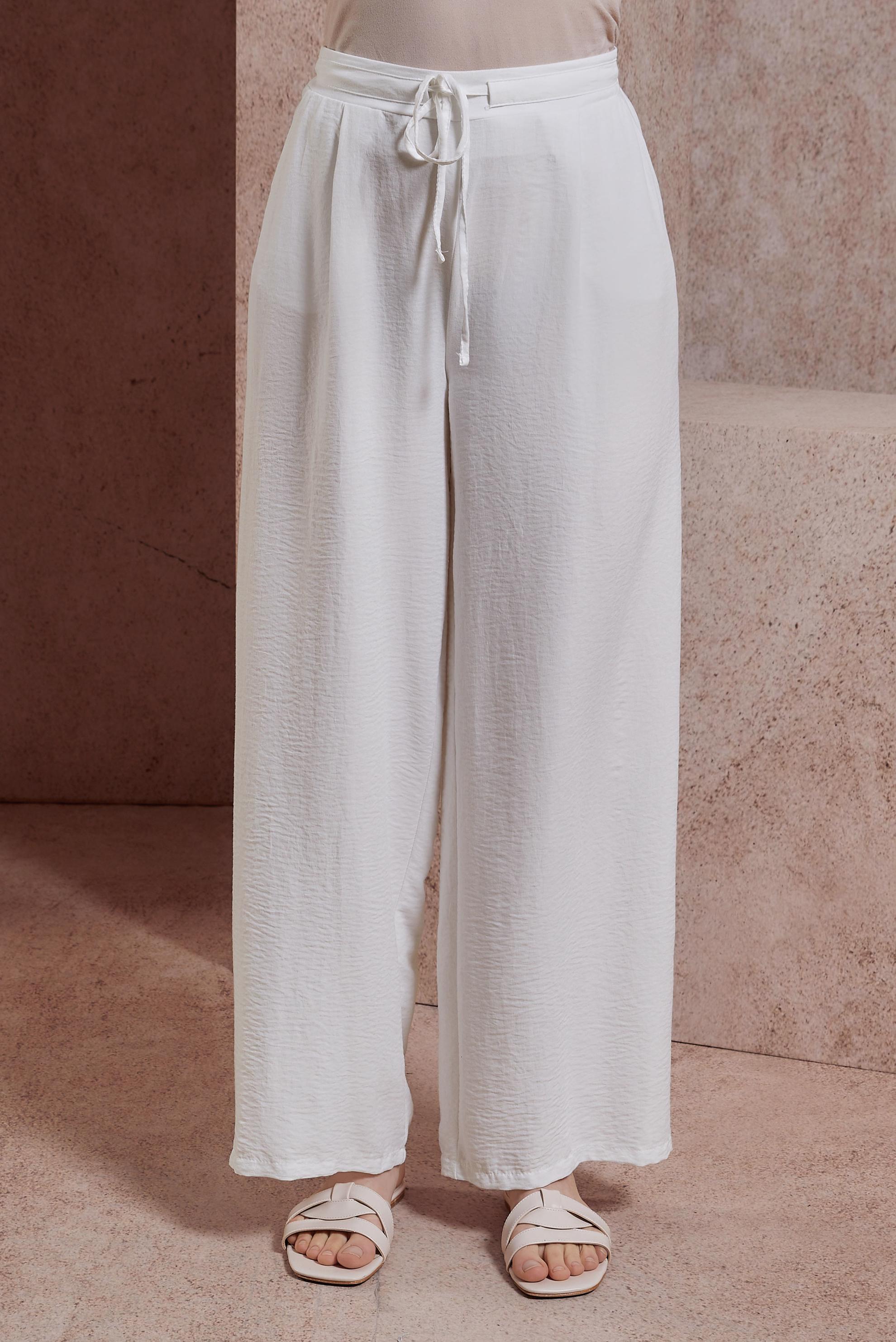 Tesettür giyim BEYAZ GENİŞ PAÇA PANTOLON 70722