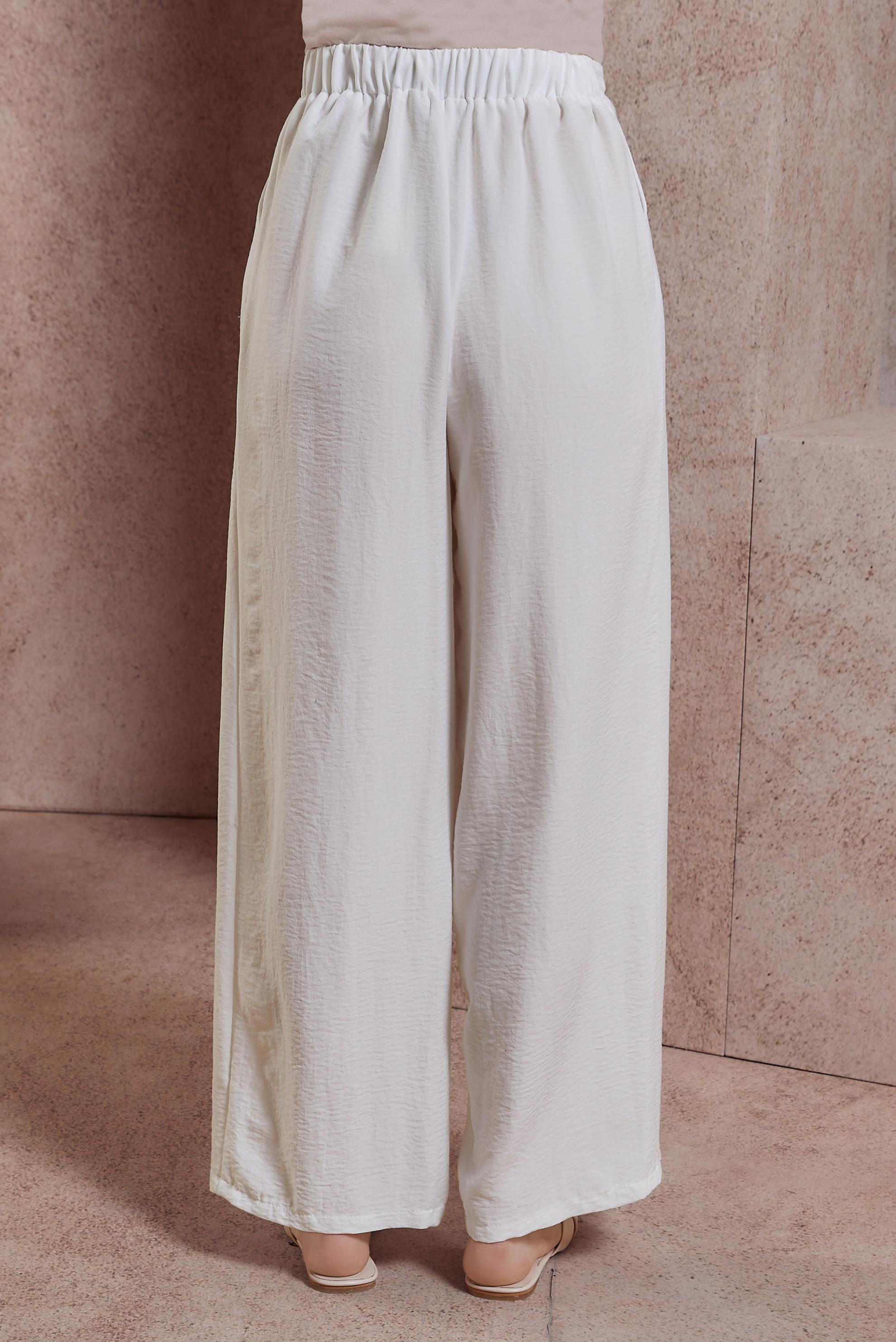 Tesettür giyim BEYAZ GENİŞ PAÇA PANTOLON 70722