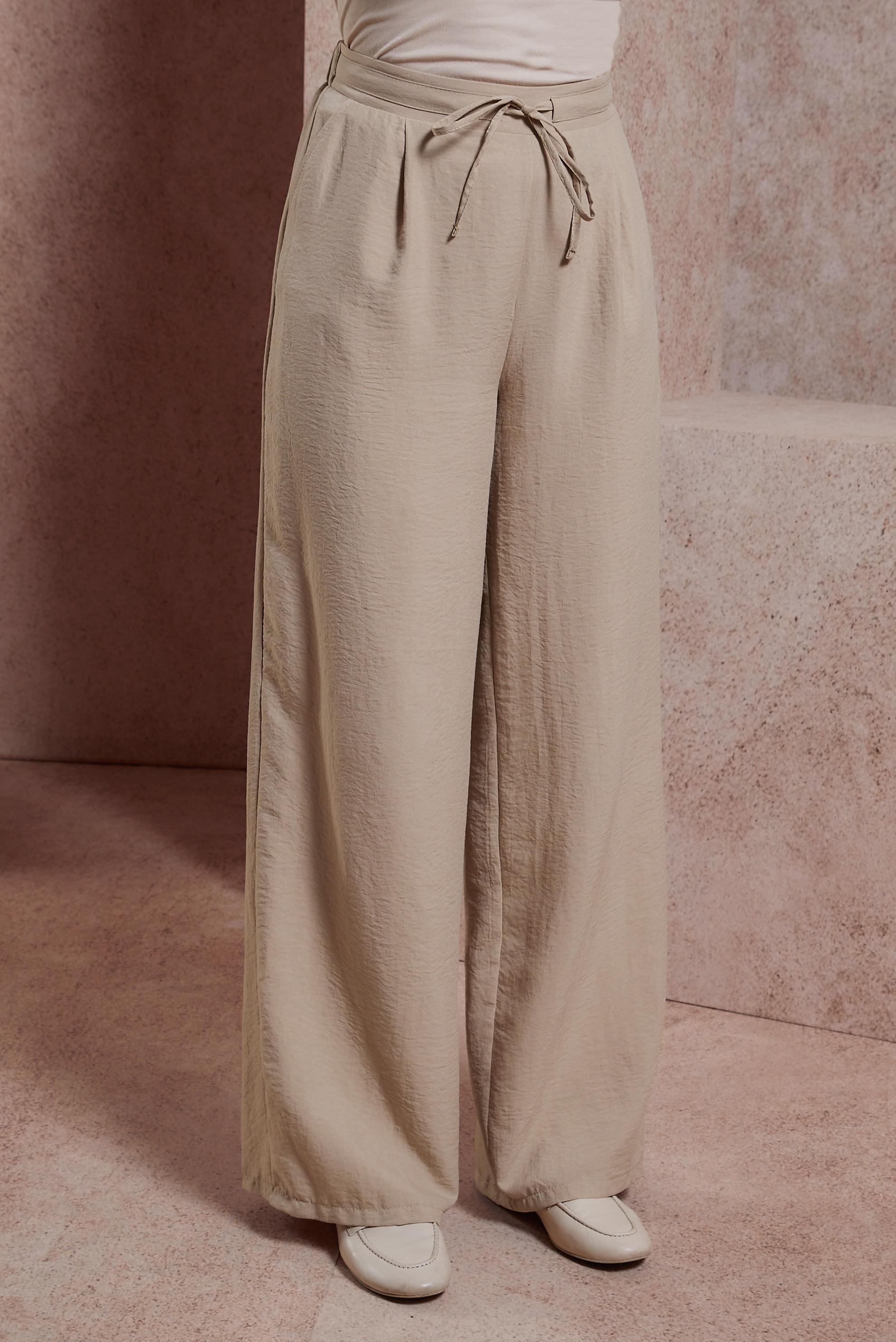 Tesettür giyim BEJ GENİŞ PAÇA PANTOLON 70722